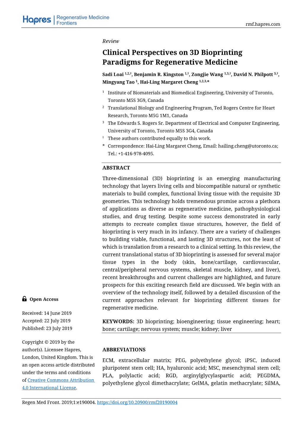 Clinical Perspectives on 3D Bioprinting Paradigms for Regenerative Medicine