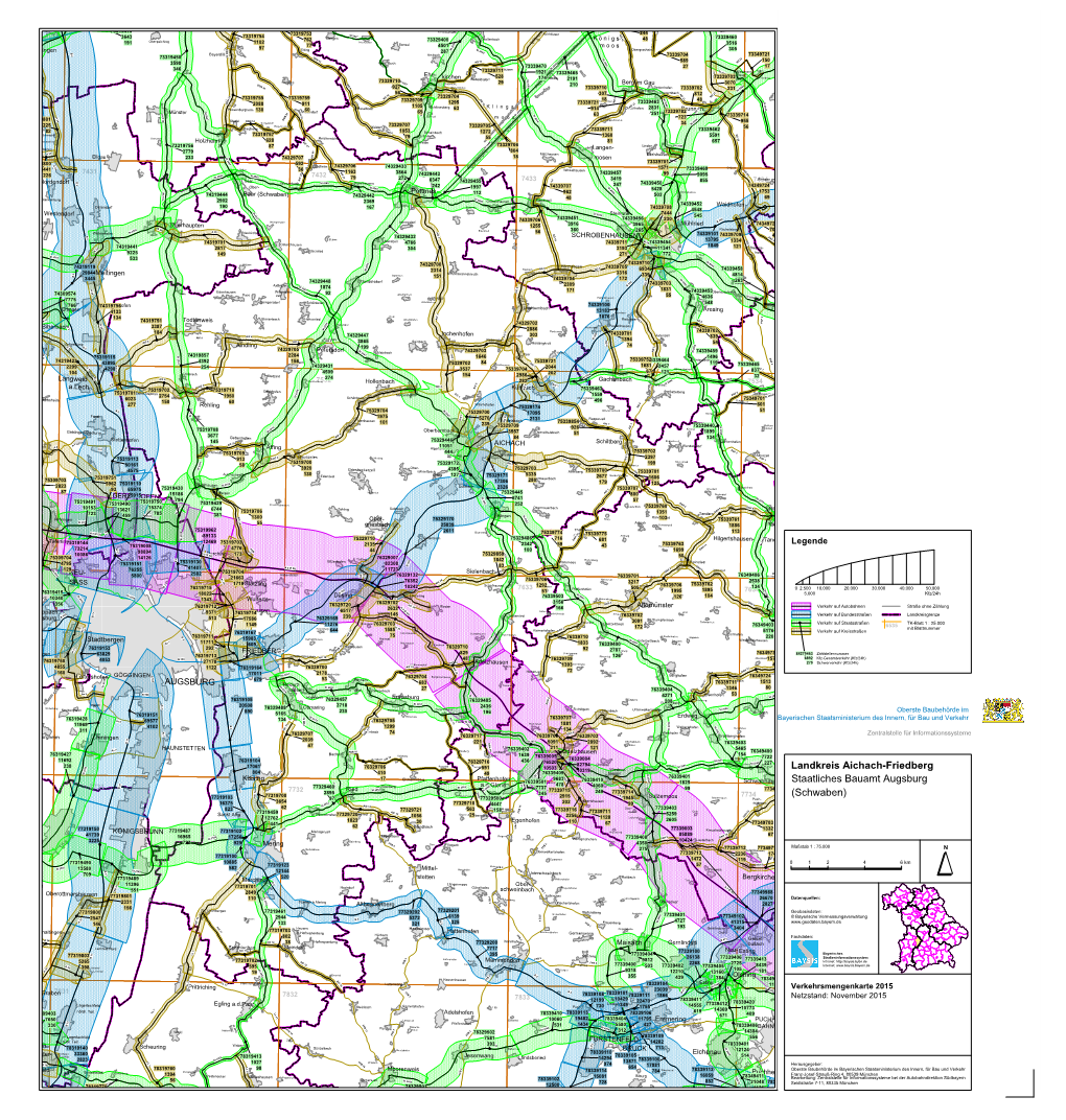 Verkehrsmengenkarte 2015 Aichach