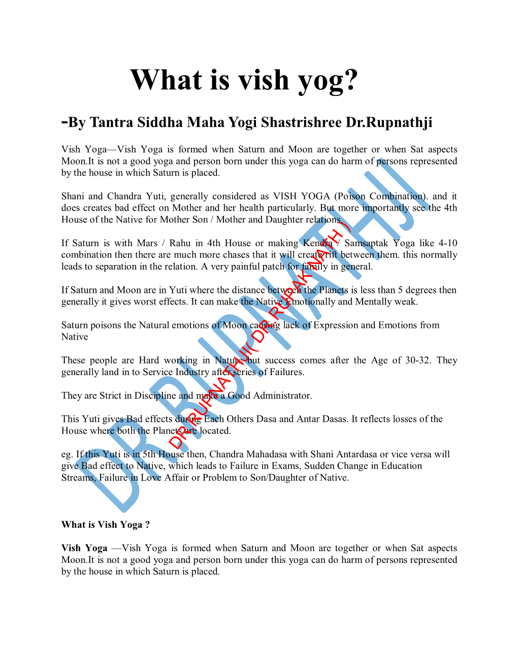 What Is Vish Yog?