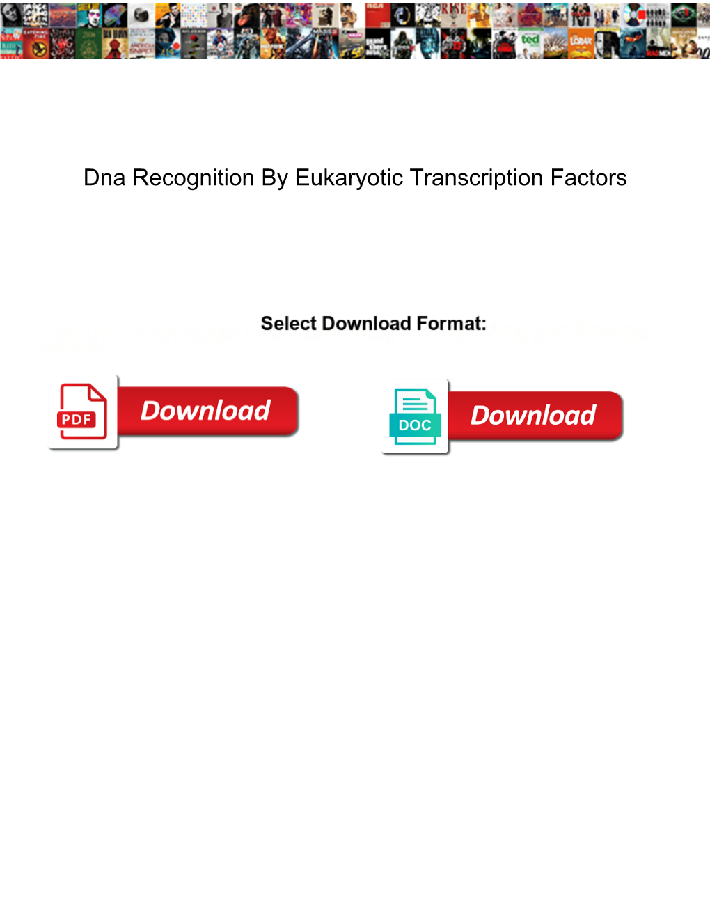 Dna Recognition by Eukaryotic Transcription Factors