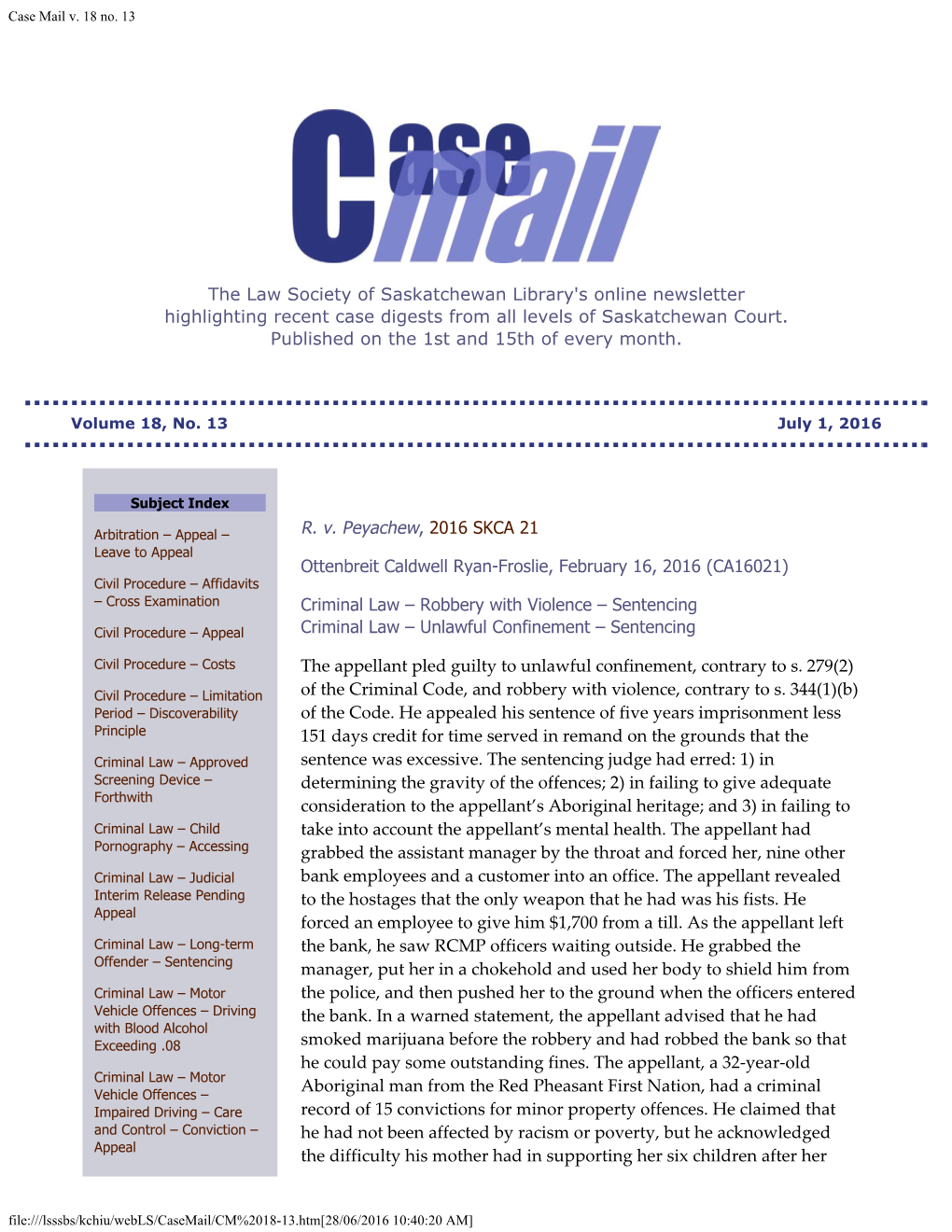 Case Mail V. 18 No. 13