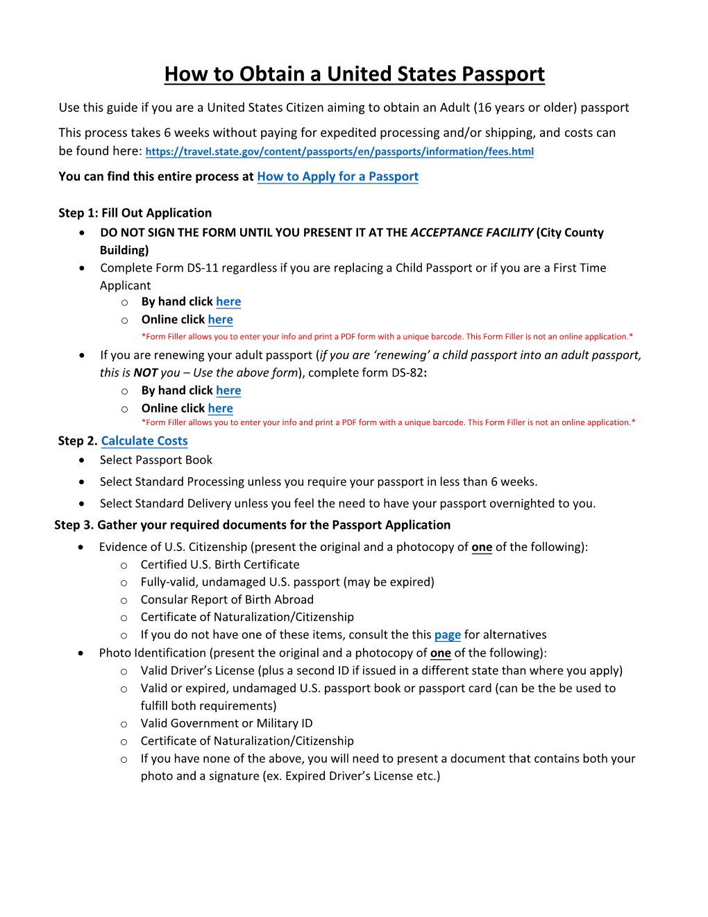 How to Obtain a United States Passport