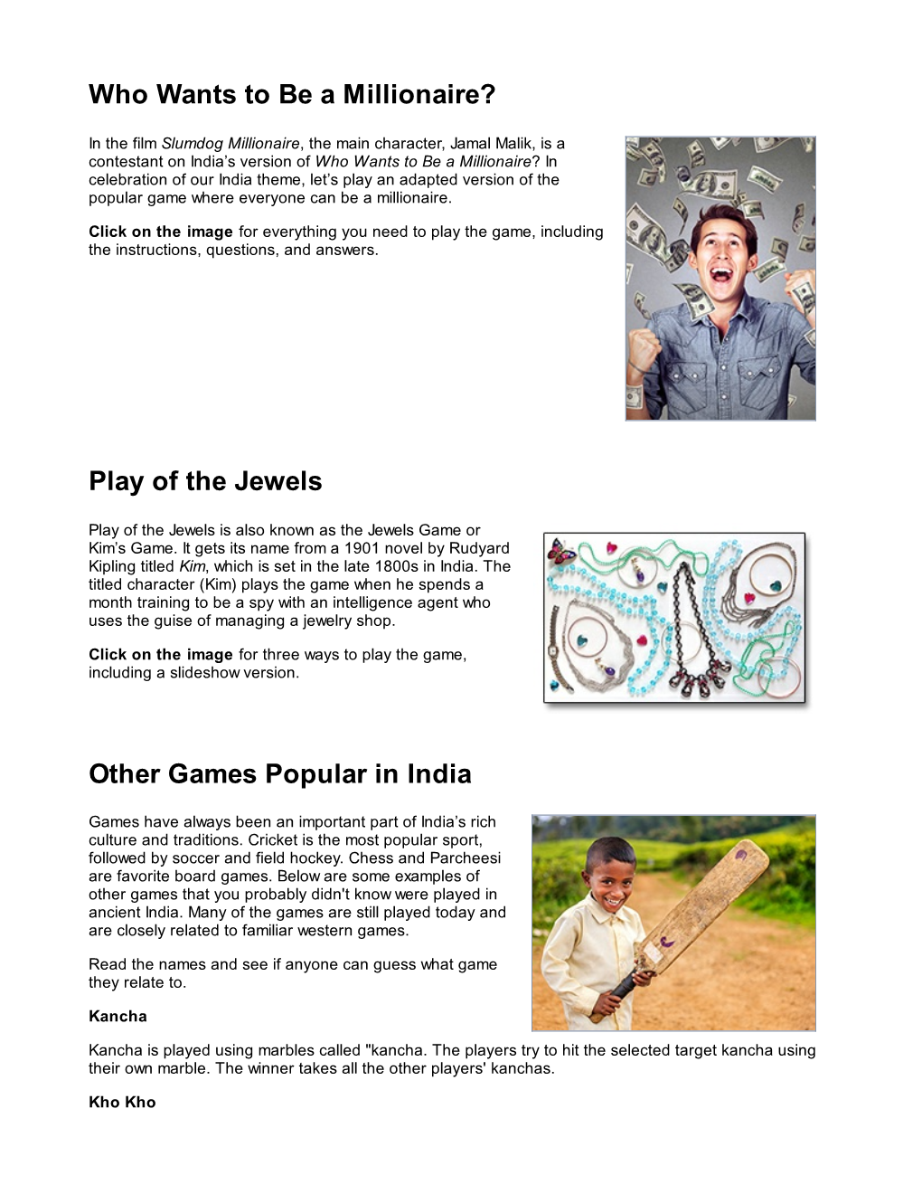 Play of the Jewels Other Games Popular in India