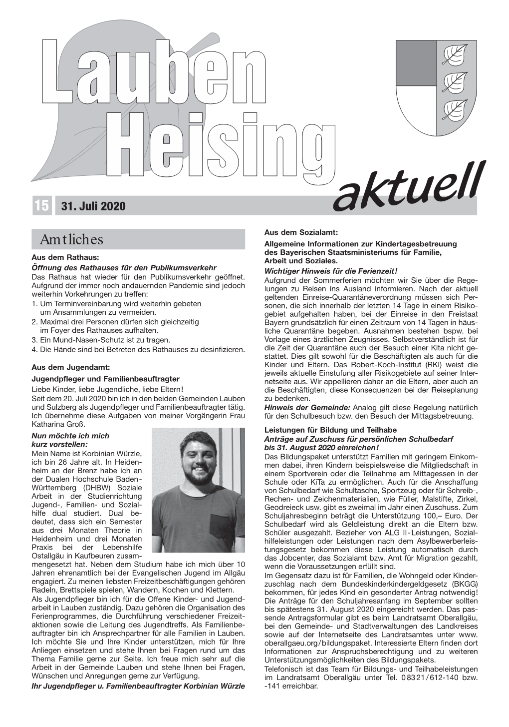 Lauben Heising Aktuell, Ausgabe 15 Vom 31.07.2020