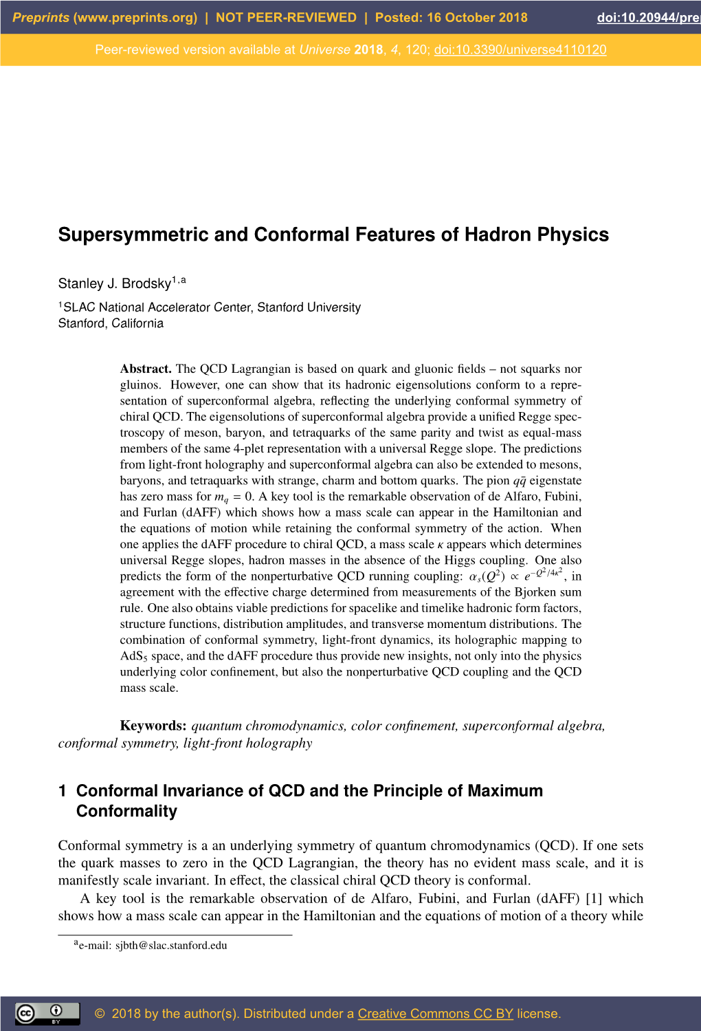 Supersymmetric and Conformal Features of Hadron Physics