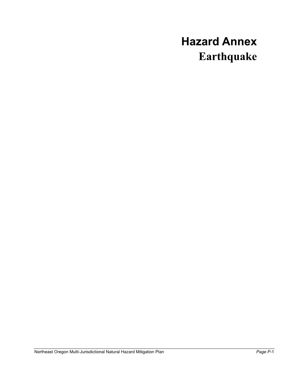 Hazard Annex Earthquake