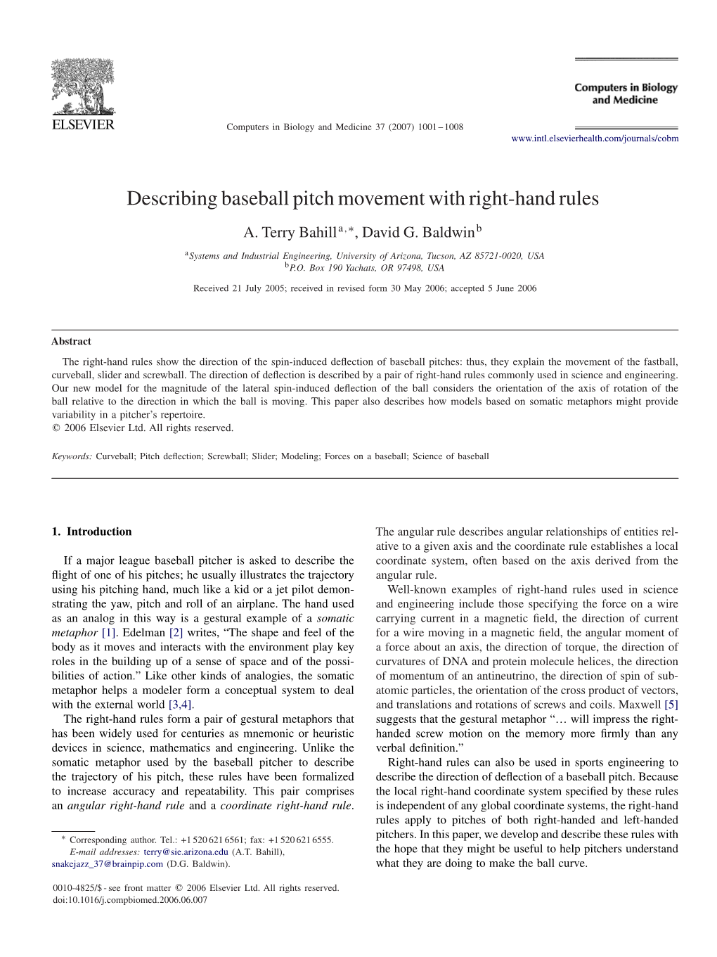 Describing Baseball Pitch Movement with Right-Hand Rules