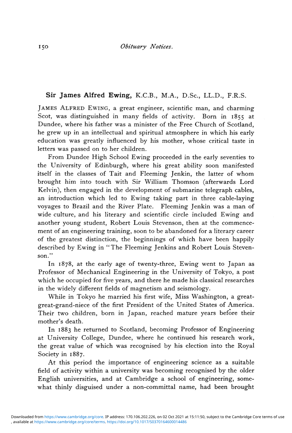 Sir James Alfred Ewing, K.C.B., M.A., D.Sc, LL.D., F.R.S