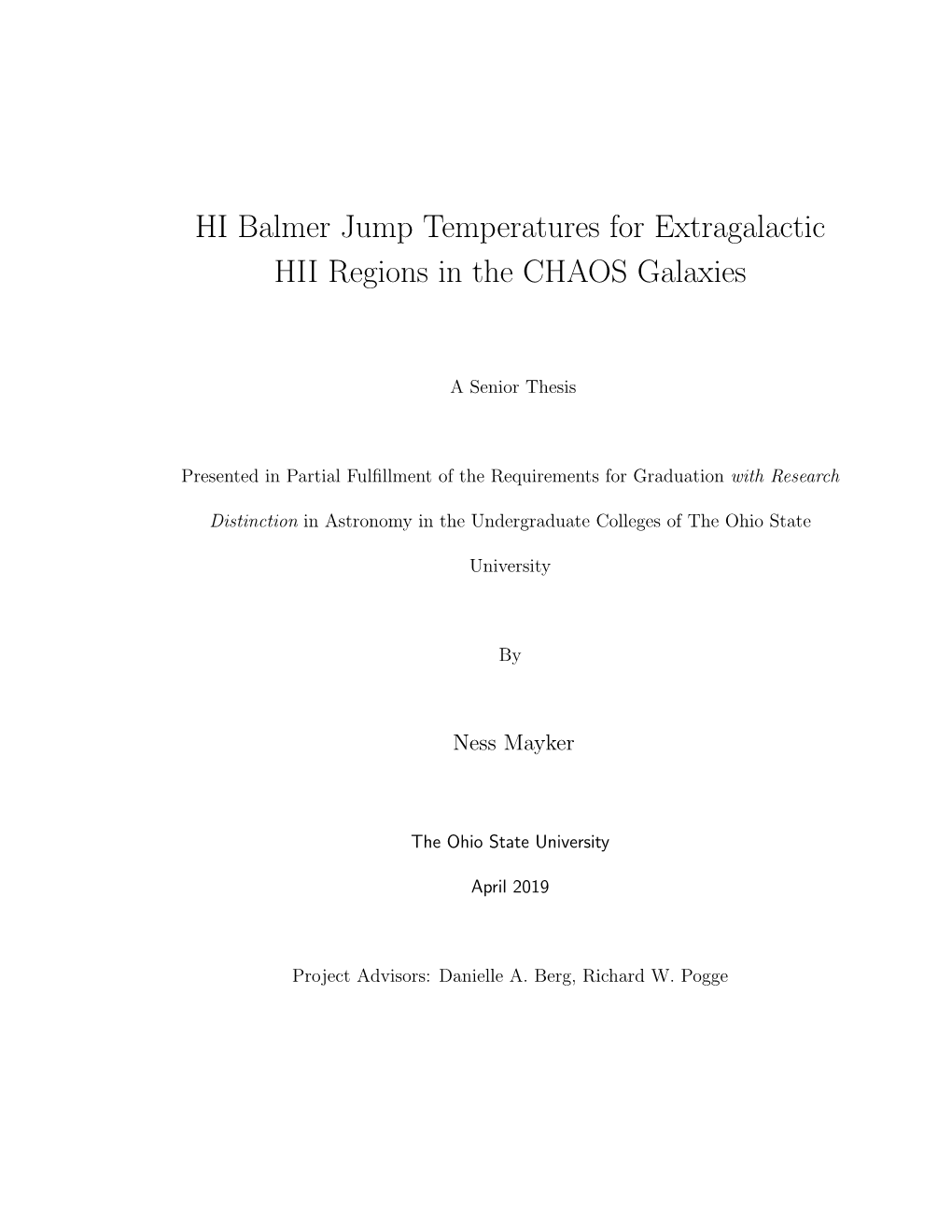 HI Balmer Jump Temperatures for Extragalactic HII Regions in the CHAOS Galaxies