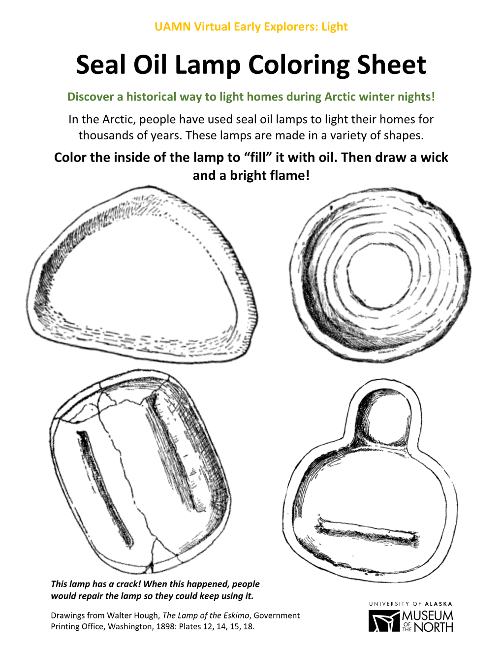 Seal Oil Lamp Coloring Sheet Activity