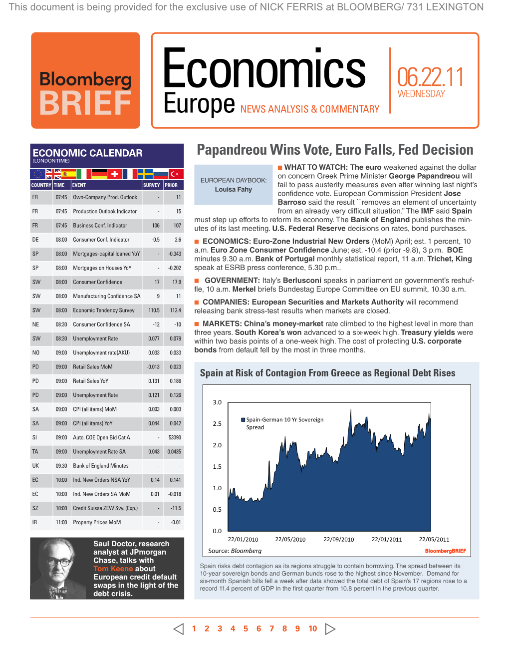 Economics Wednesday BRIEF Europe News Analysis & Commentary