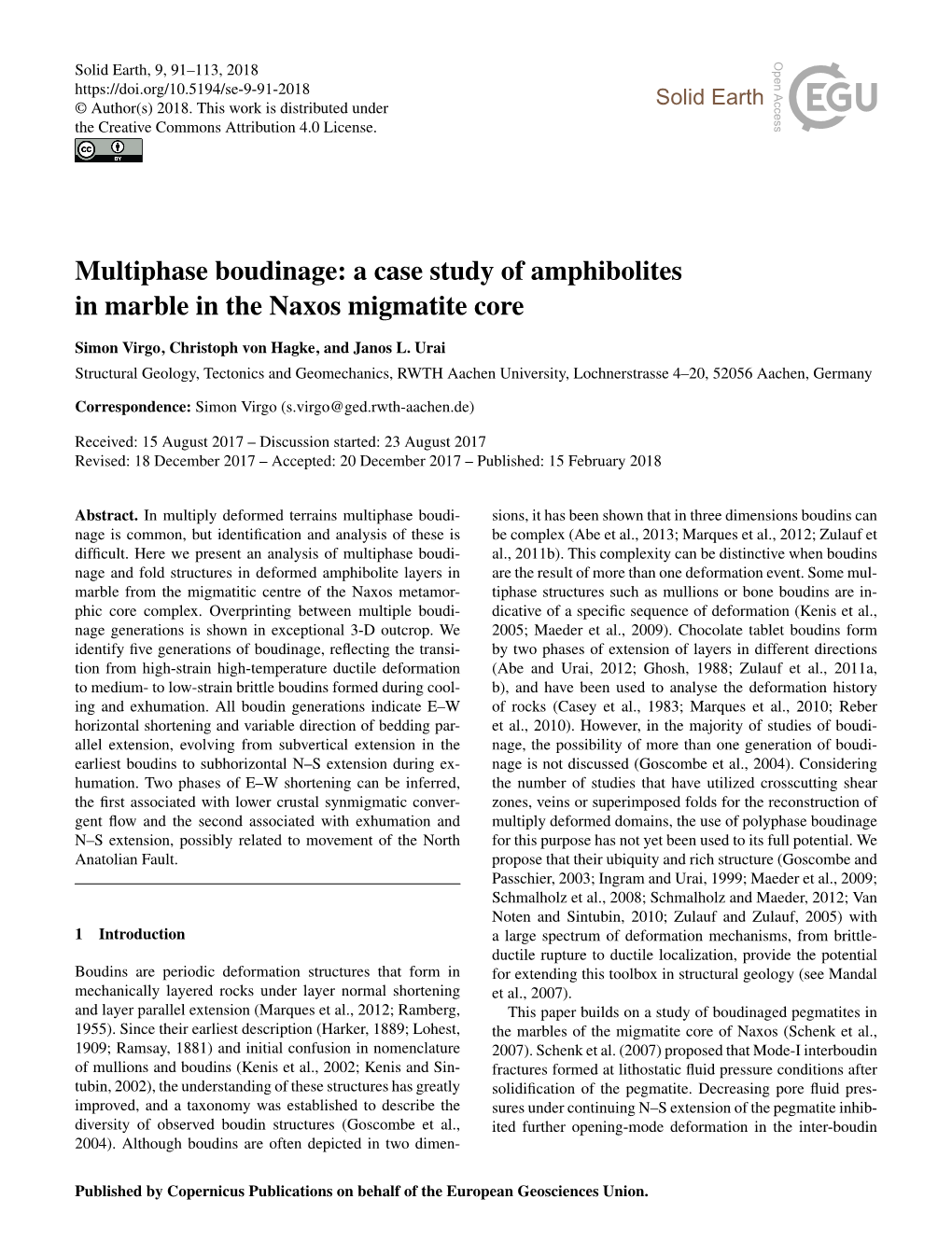 Multiphase Boudinage: a Case Study of Amphibolites in Marble in the Naxos Migmatite Core