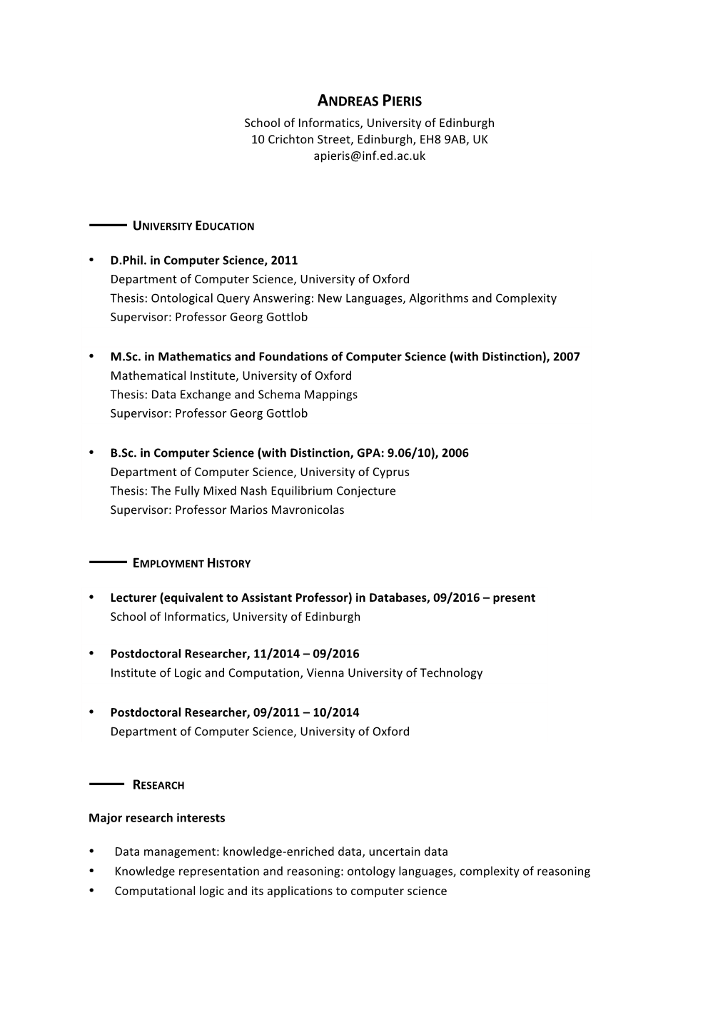 ANDREAS PIERIS School of Informatics, University of Edinburgh 10 Crichton Street, Edinburgh, EH8 9AB, UK Apieris@Inf.Ed.Ac.Uk