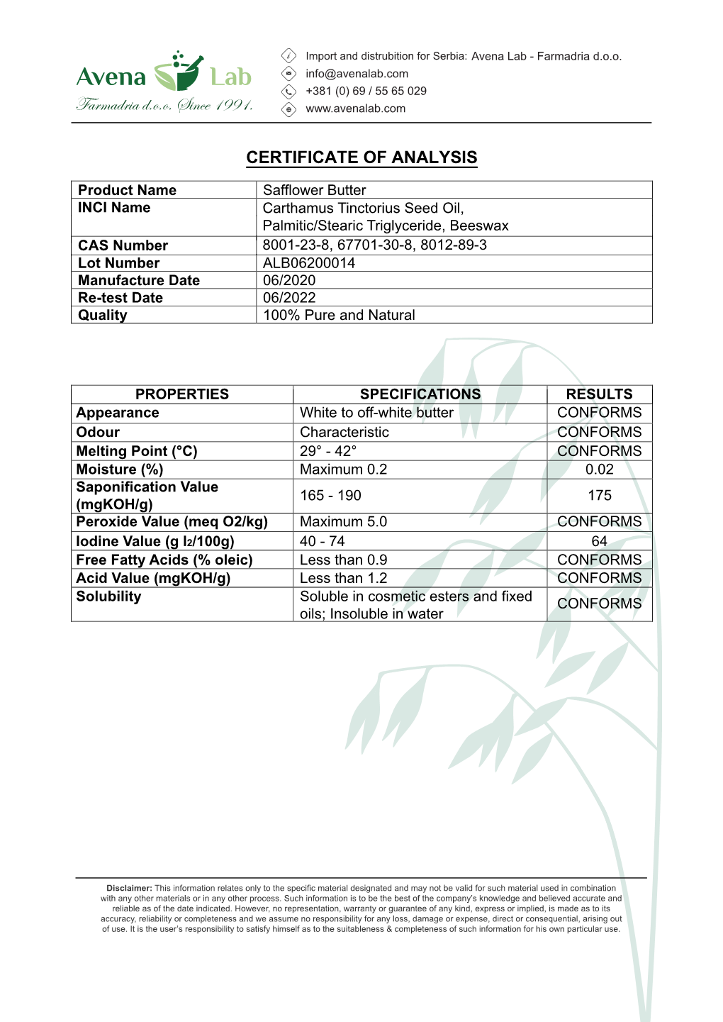 Safflower Butter