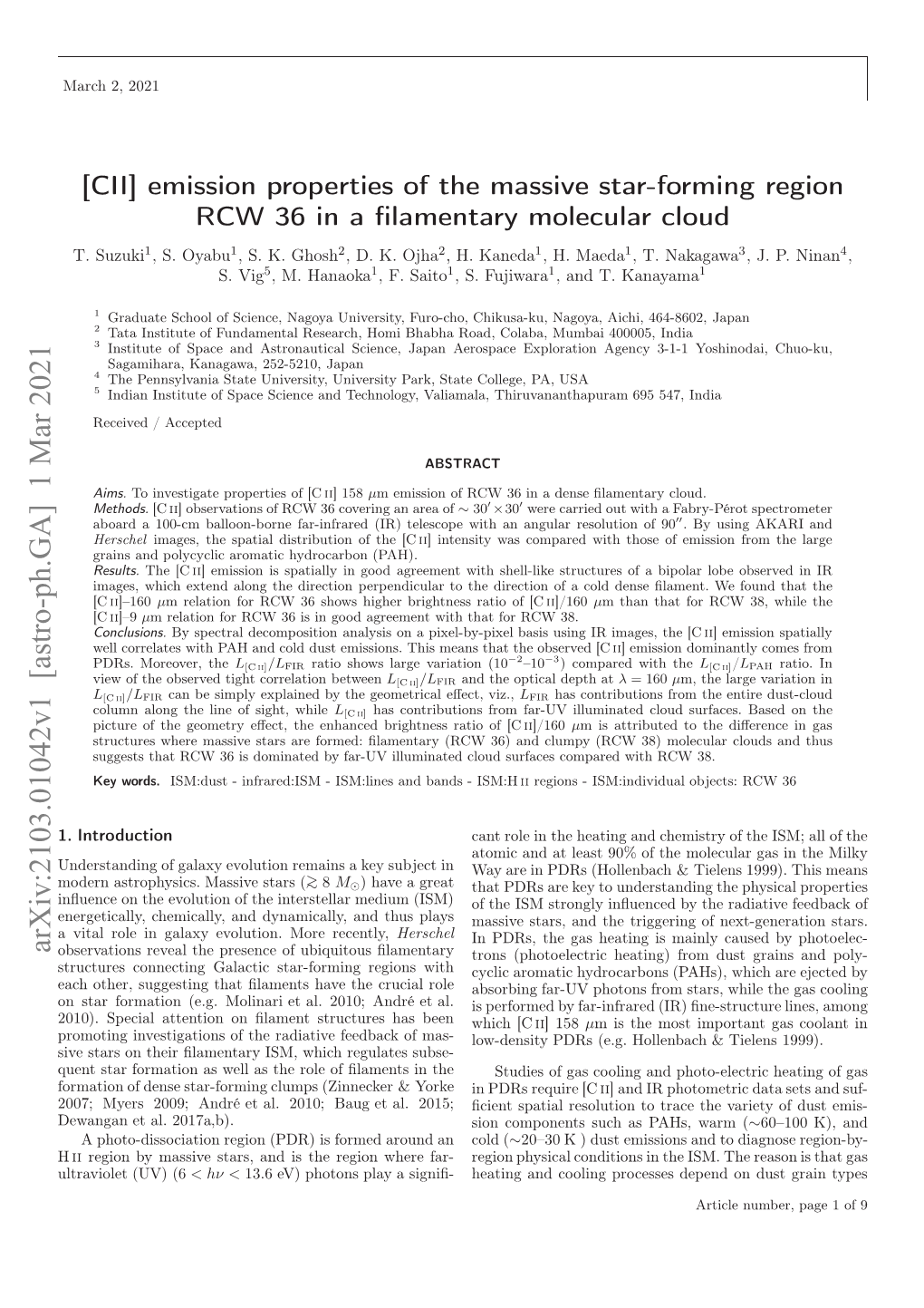 [CII] Emission Properties of the Massive Star-Forming Region