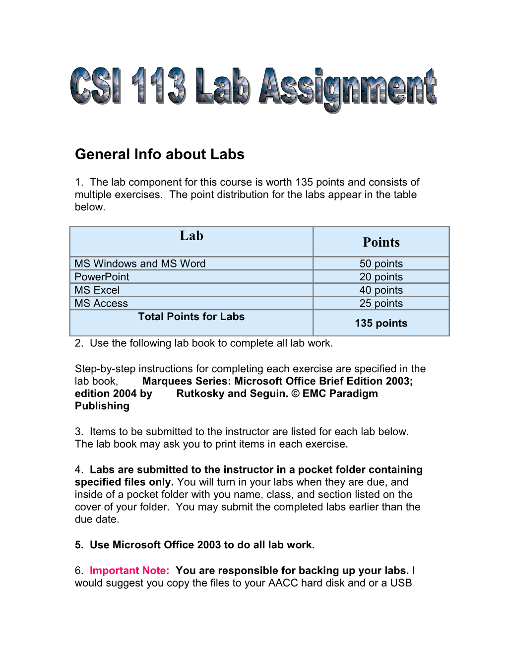 General Info About Labs