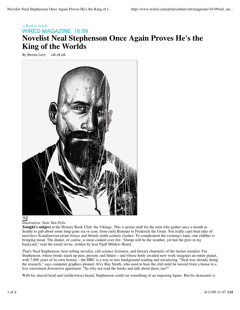 Novelist Neal Stephenson Once Again Proves He's the King of the Worlds by Steven Levy 08.18.08