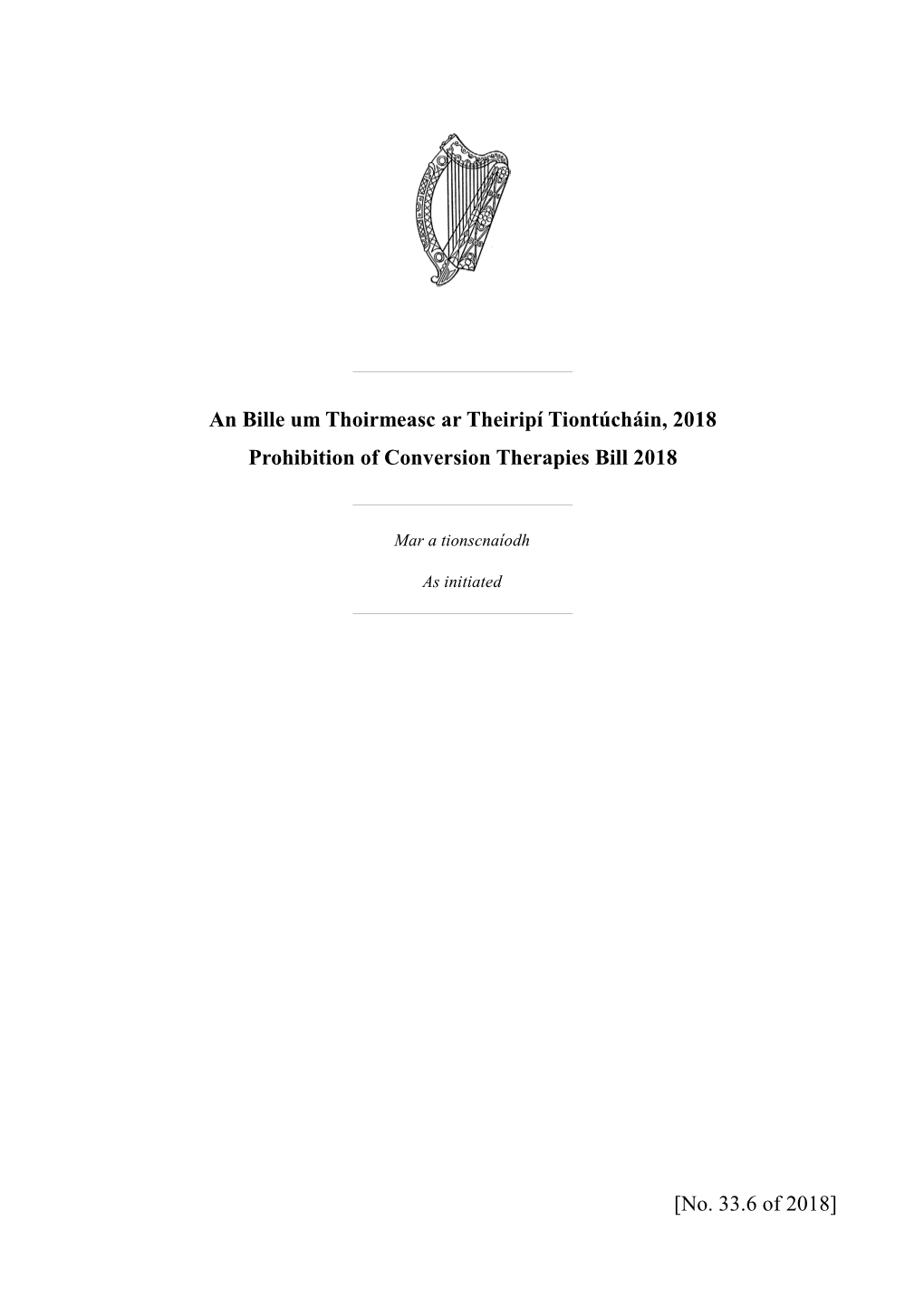 Prohibition of Conversion Therapies Bill 2018