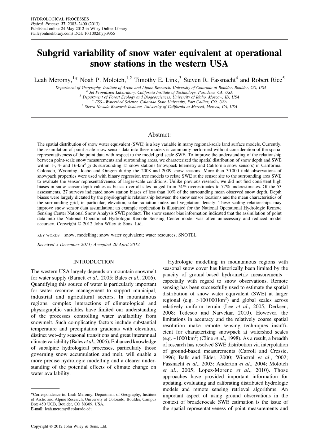 Subgrid Variability of Snow Water Equivalent at Operational Snow Stations in the Western USA