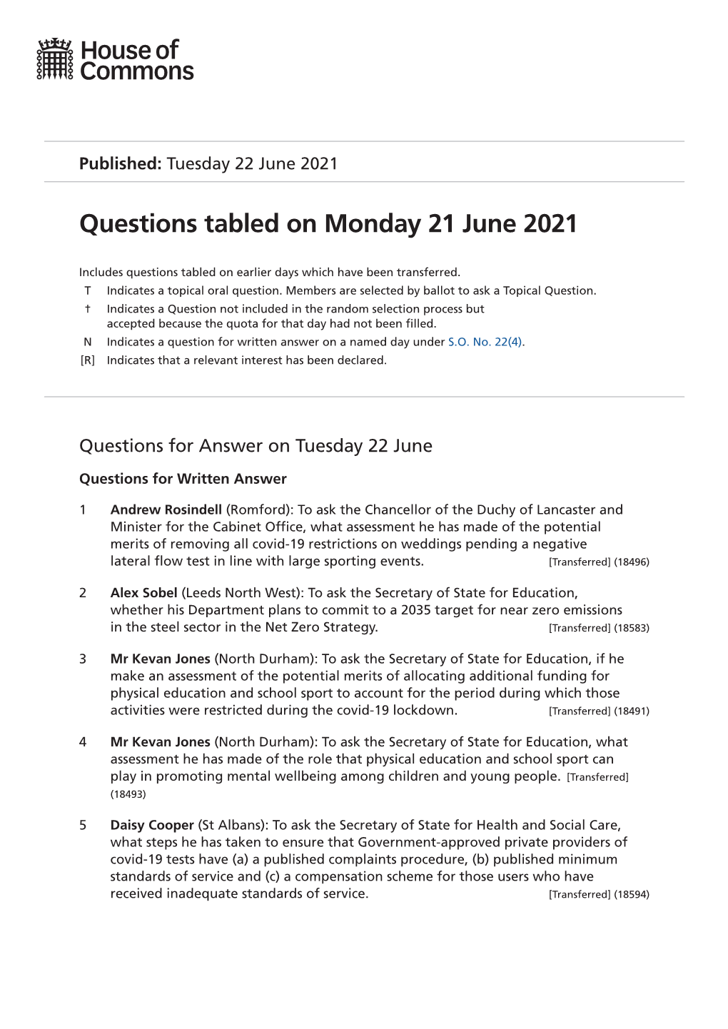 View Questions Tabled on PDF File 0.16 MB