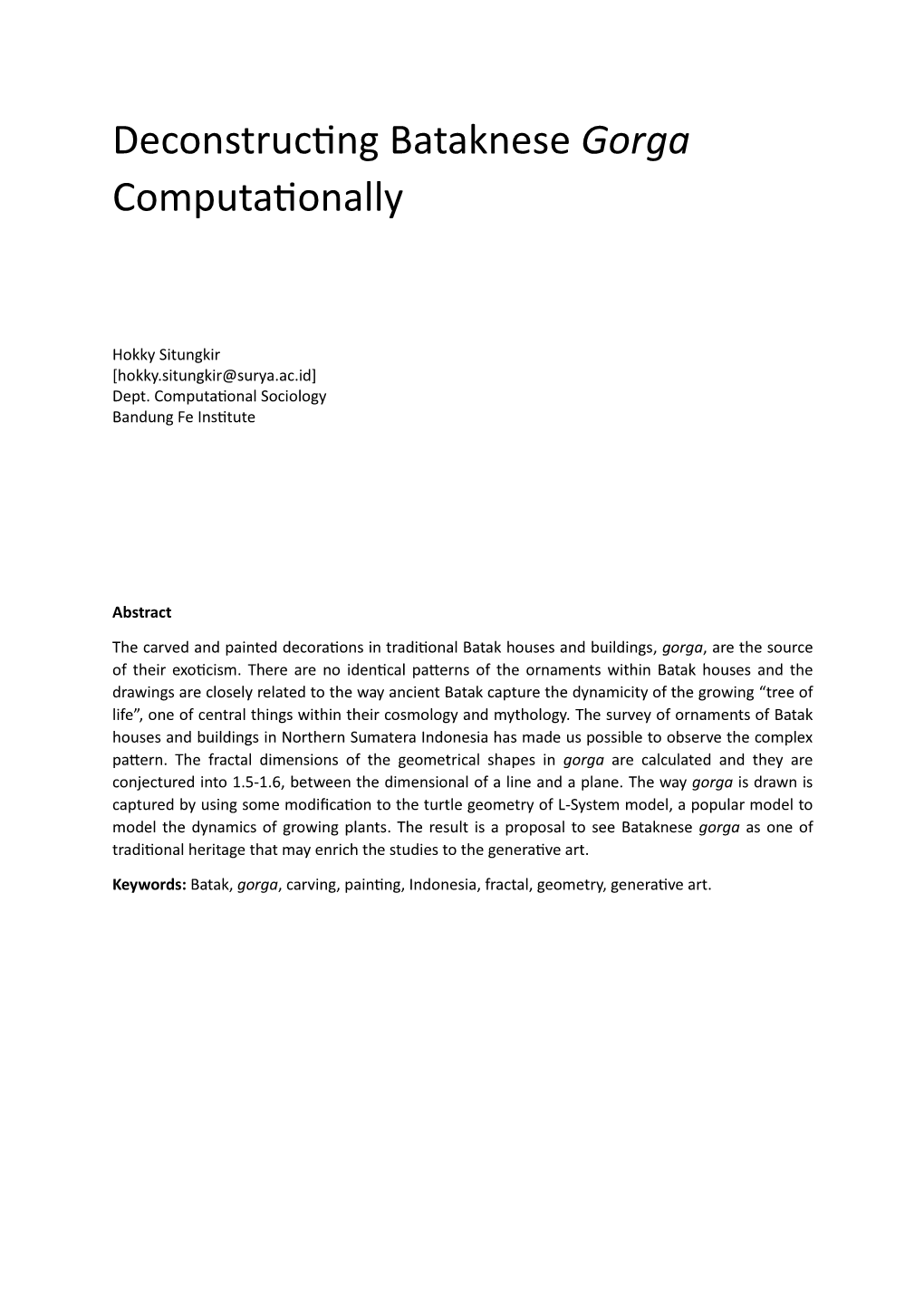 Deconstructing Bataknese Gorga Computationally