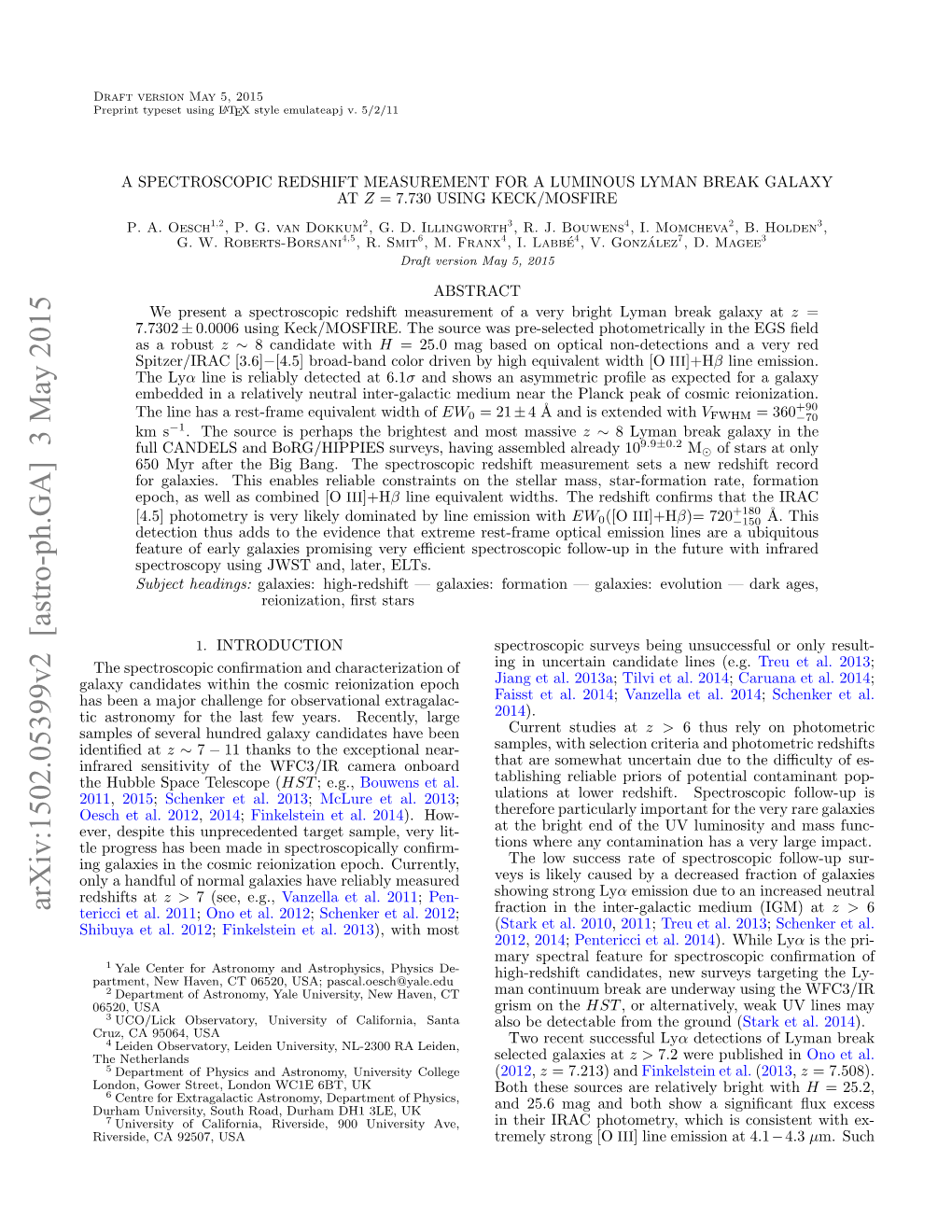 A Spectroscopic Redshift Measurement for a Luminous Lyman Break Galaxy at Z = 7.730 Using Keck/Mosfire