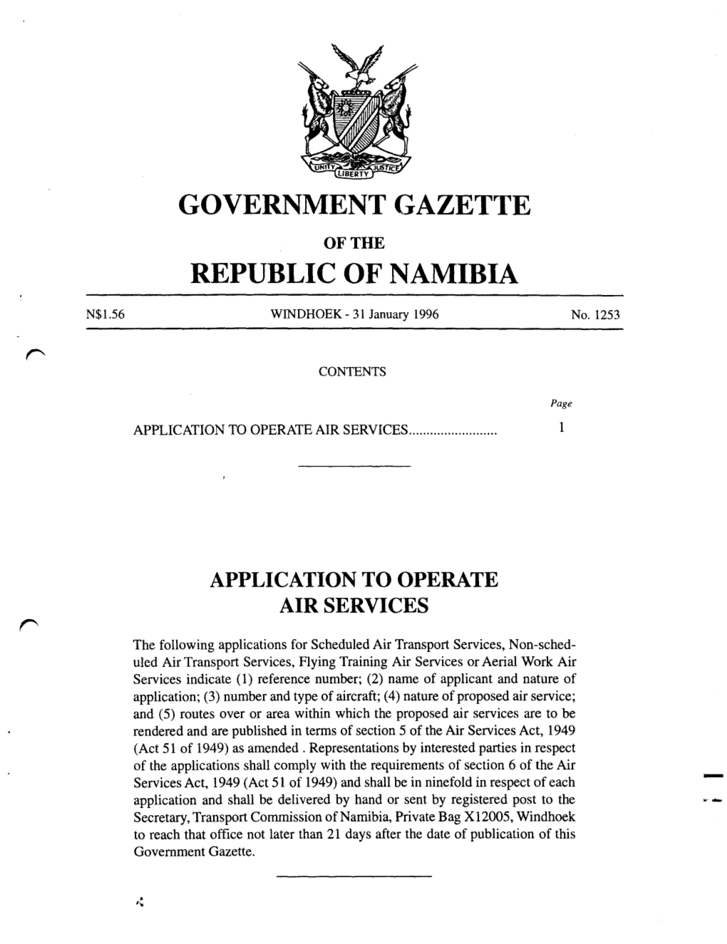 Government Gazette Republic of Namibia