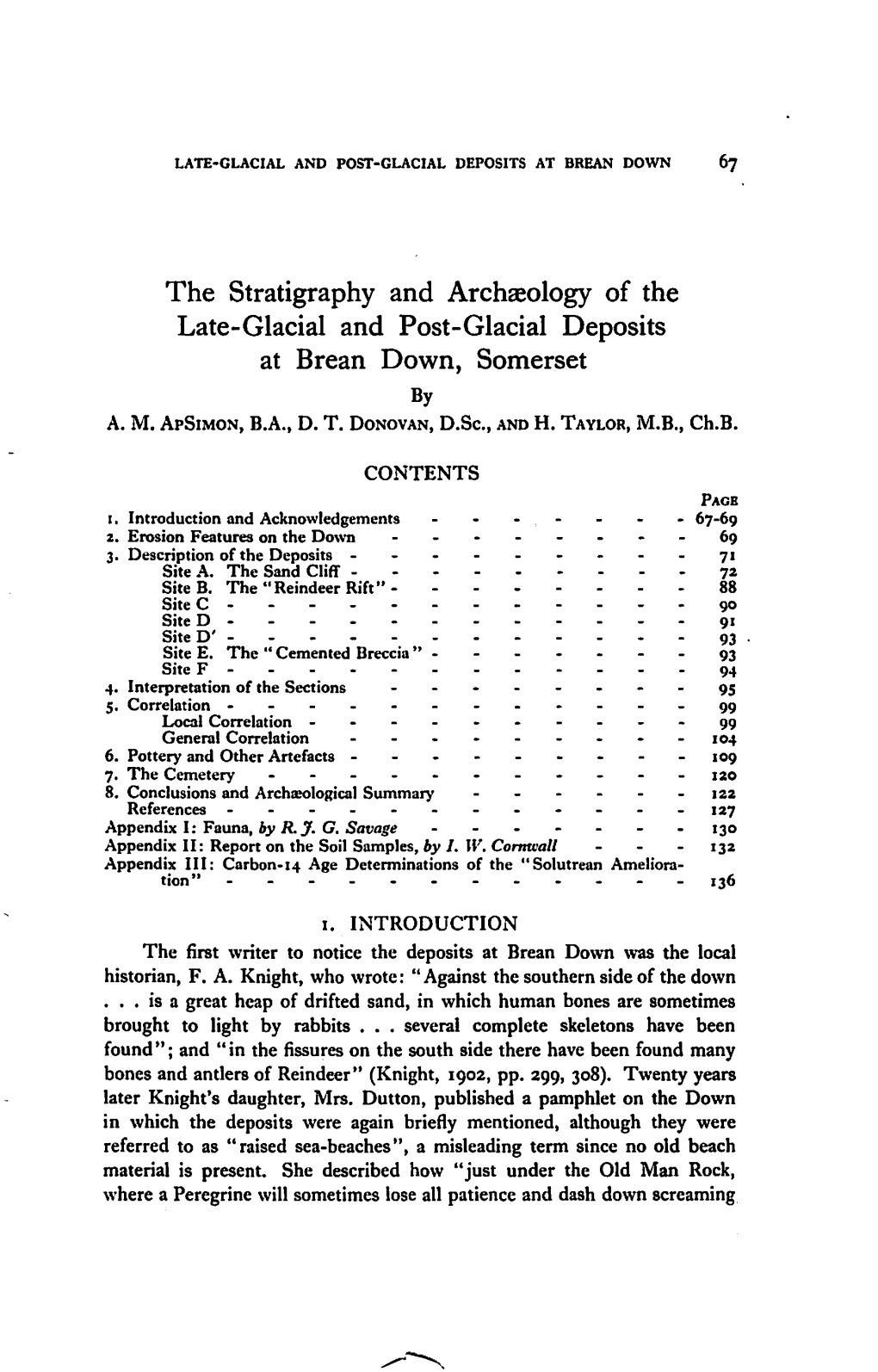 The Stratigraphy and Archaeology of the Late-Glacial and Post