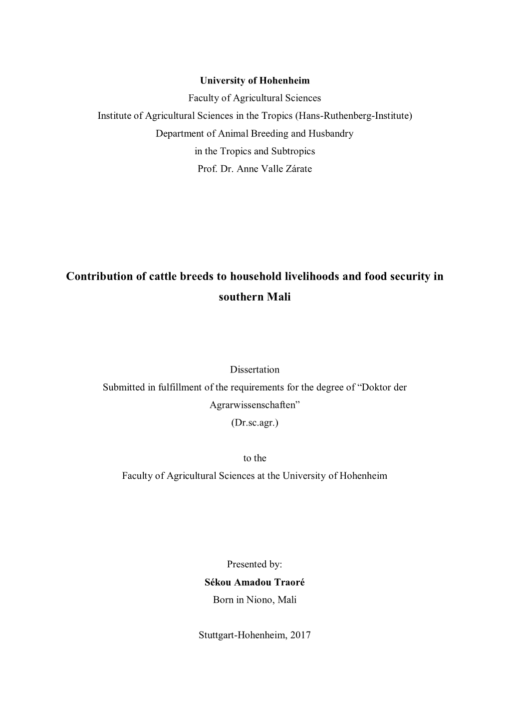 Production Objectives, Trait Preference and Breed Preference of Cattle