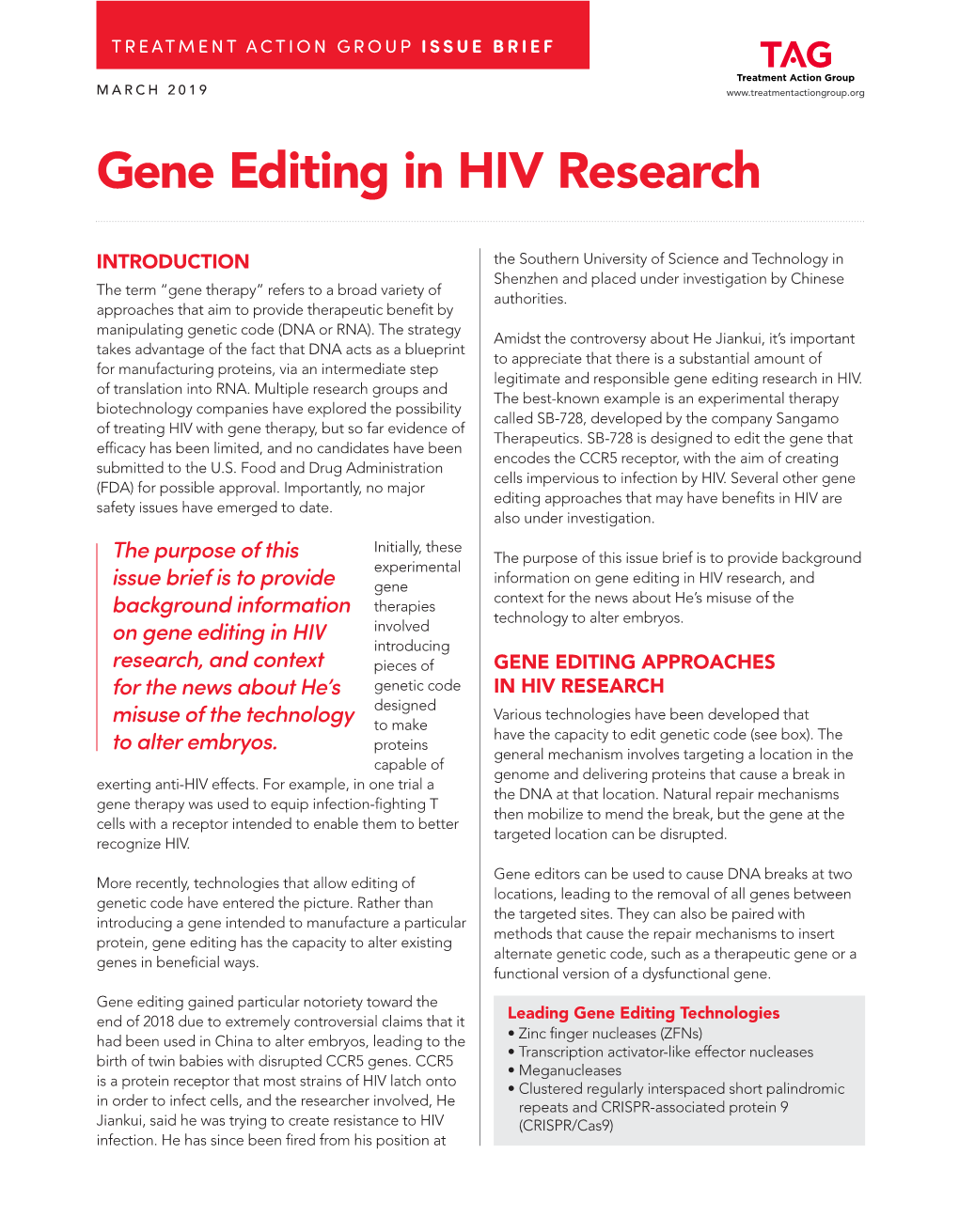Gene Editing in HIV Research