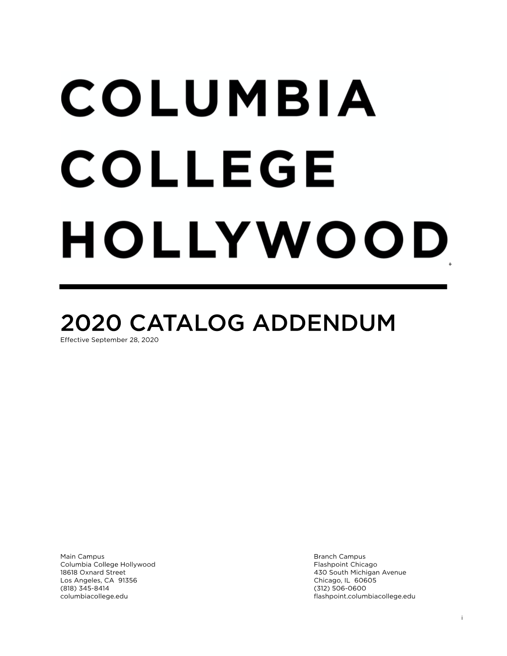 2020 CATALOG ADDENDUM Effective September 28, 2020