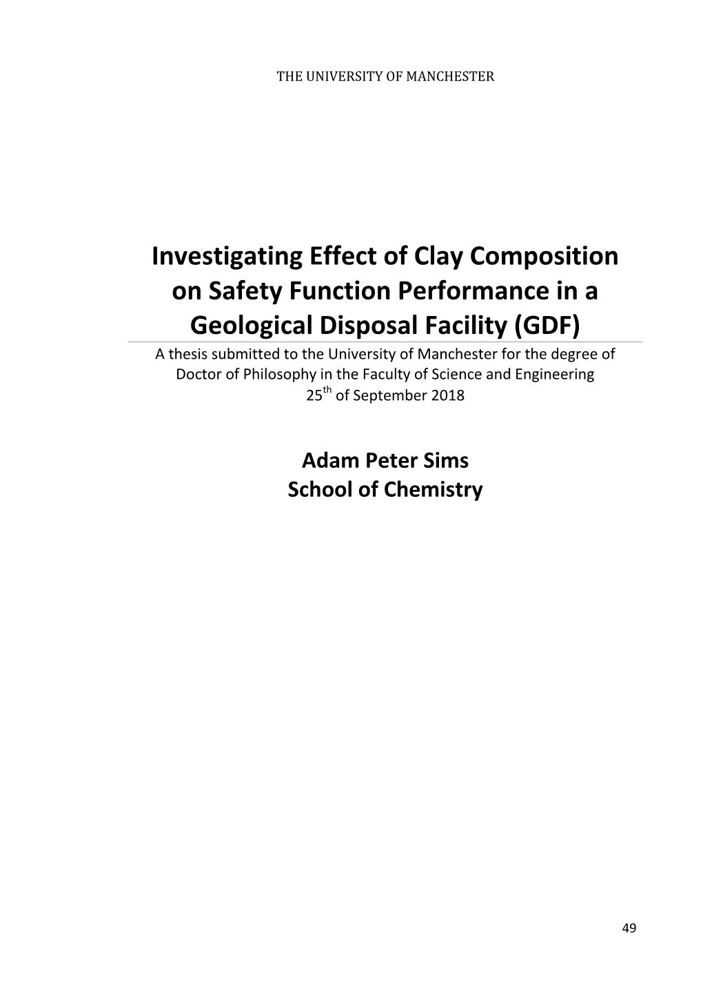 Investigating Effect of Clay Composition on Safety Function