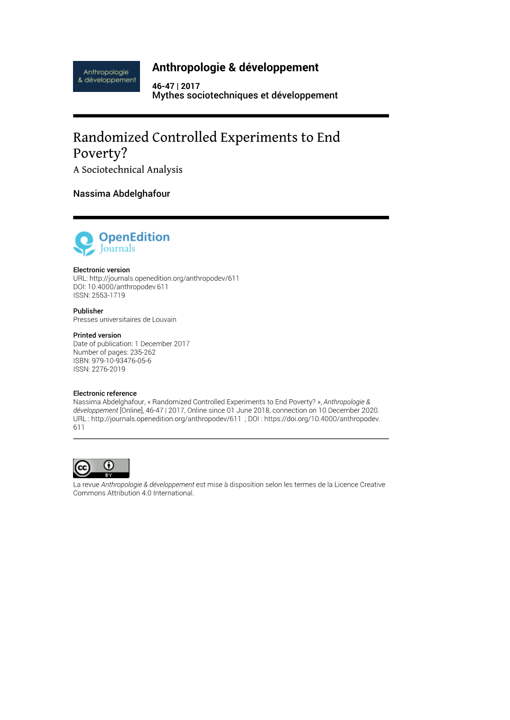 Randomized Controlled Experiments to End Poverty? a Sociotechnical Analysis