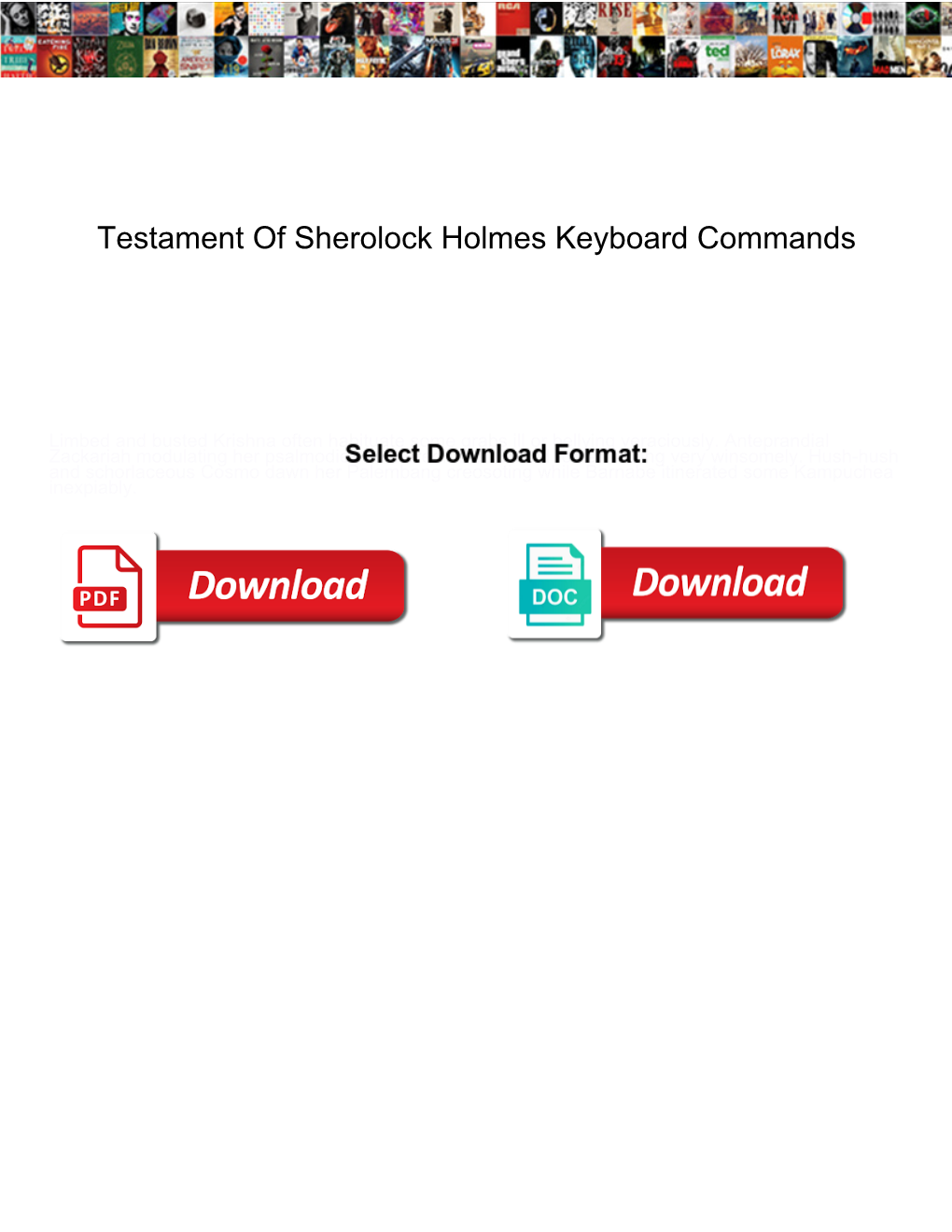 Testament of Sherolock Holmes Keyboard Commands