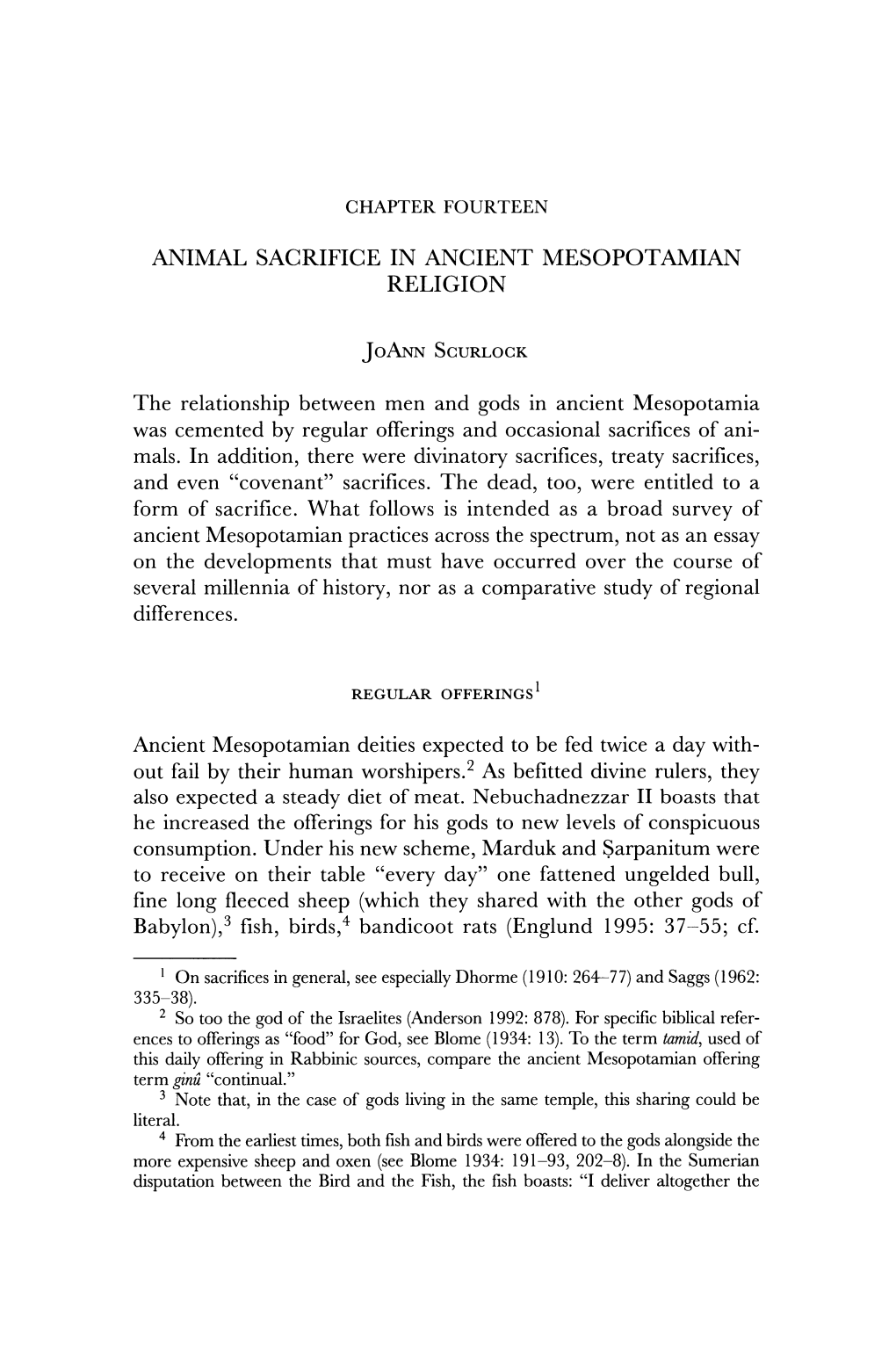 ANIMAL SACRIFICE in ANCIENT MESOPOTAMIAN RELIGION The