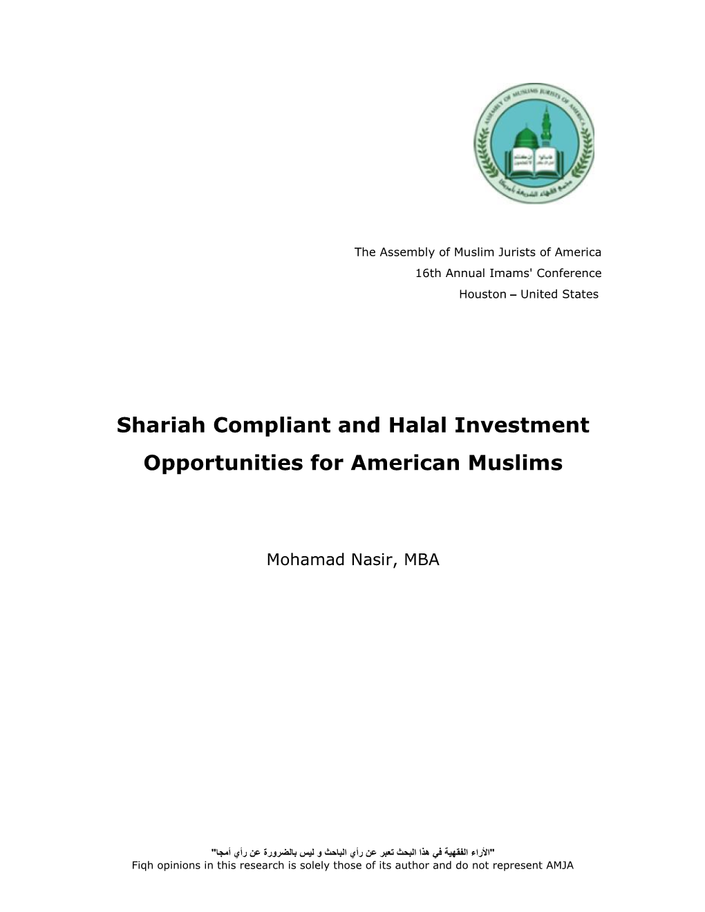 Shariah Compliant and Halal Investment Opportunities for American Muslims