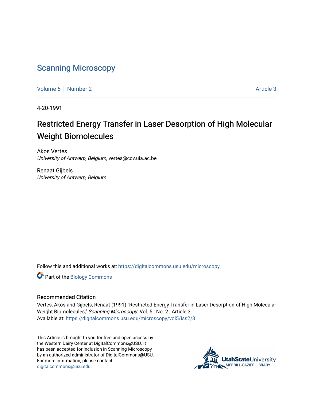 Restricted Energy Transfer in Laser Desorption of High Molecular Weight Biomolecules