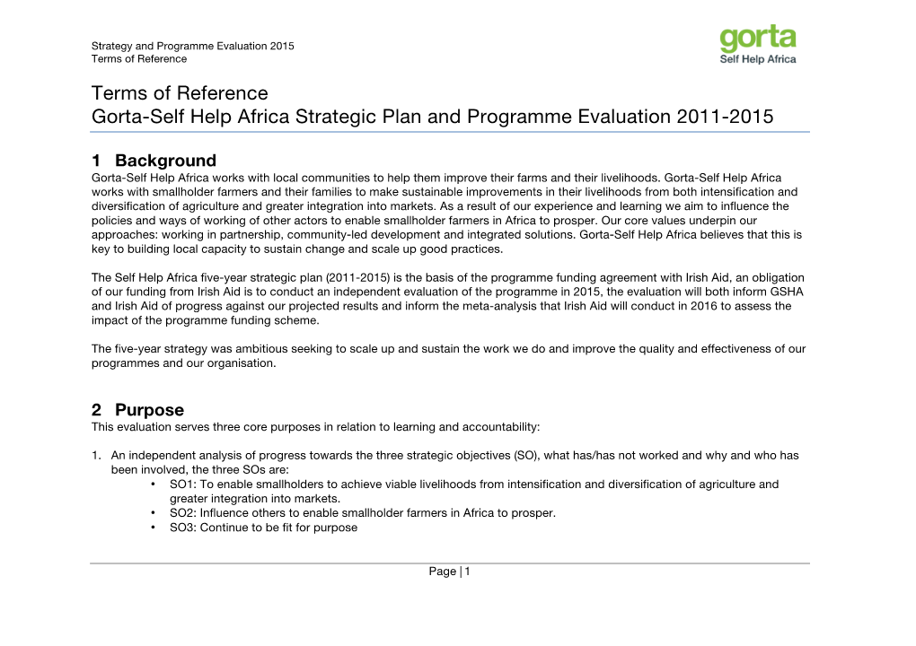 Strategic Plan and IA Programme Funding Evaluation Tor (Final)
