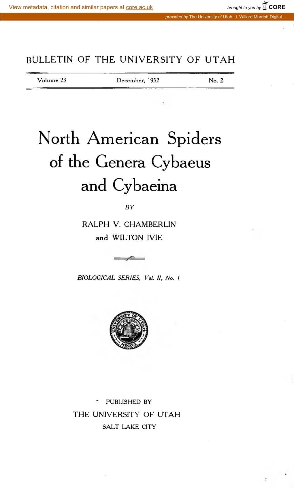 North American Spiders of the Genera Cybaeus and Cybaeina