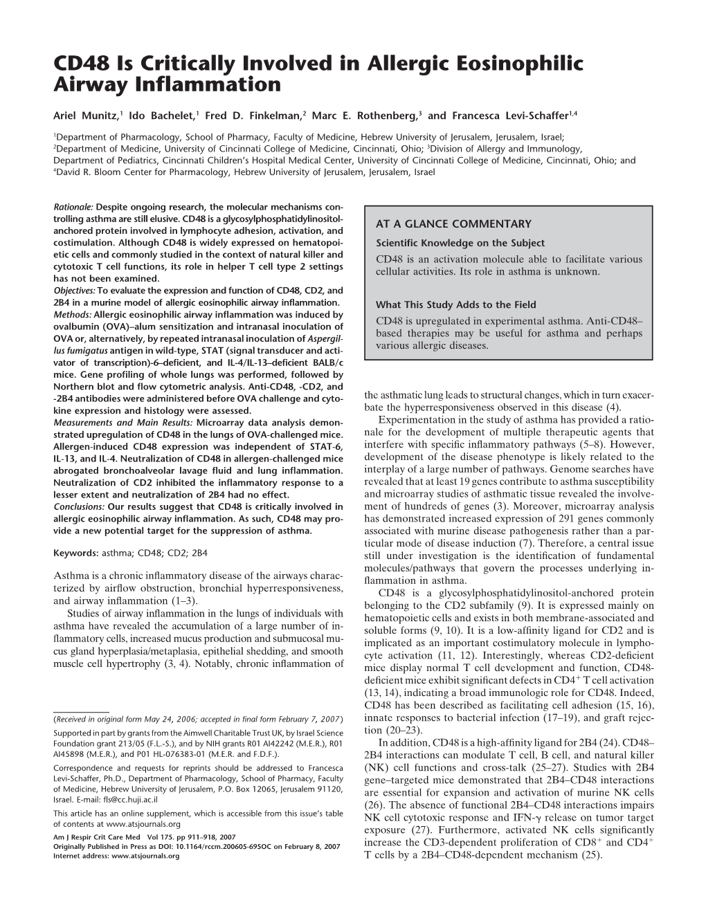 CD48 Is Critically Involved in Allergic Eosinophilic Airway Inflammation