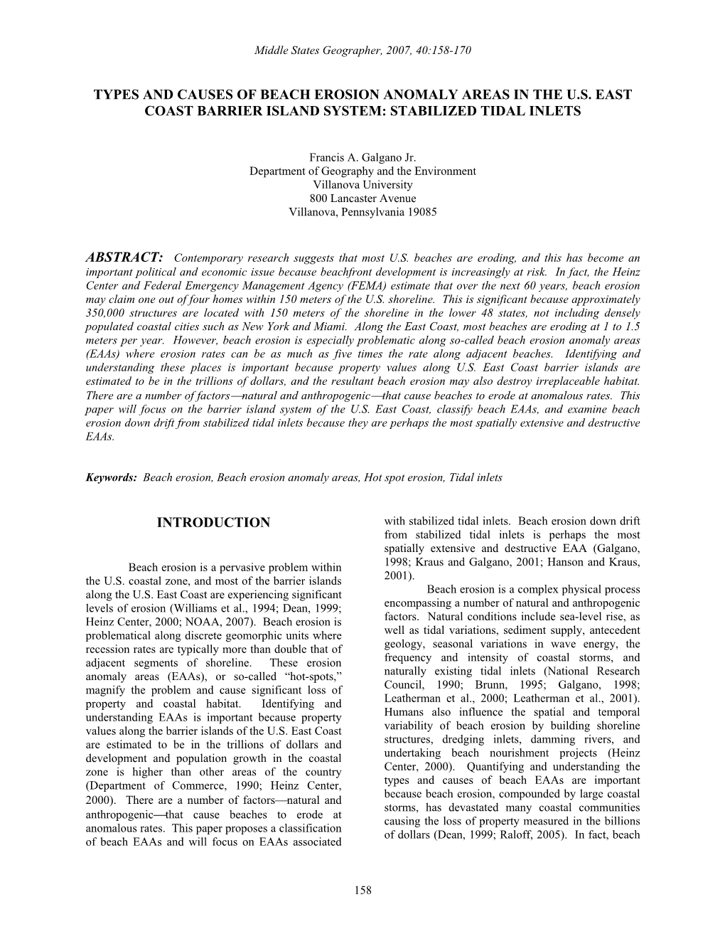 Types and Causes of Beach Erosion Anomaly Areas in the U.S. East Coast Barrier Island System: Stabilized Tidal Inlets