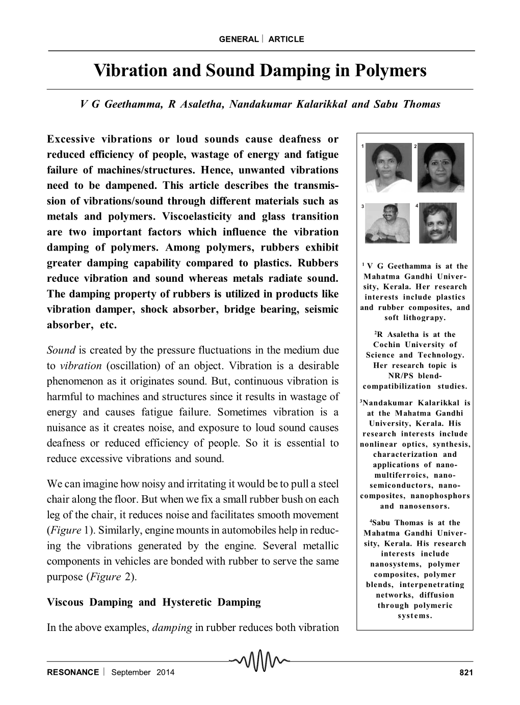 Vibration and Sound Damping in Polymers