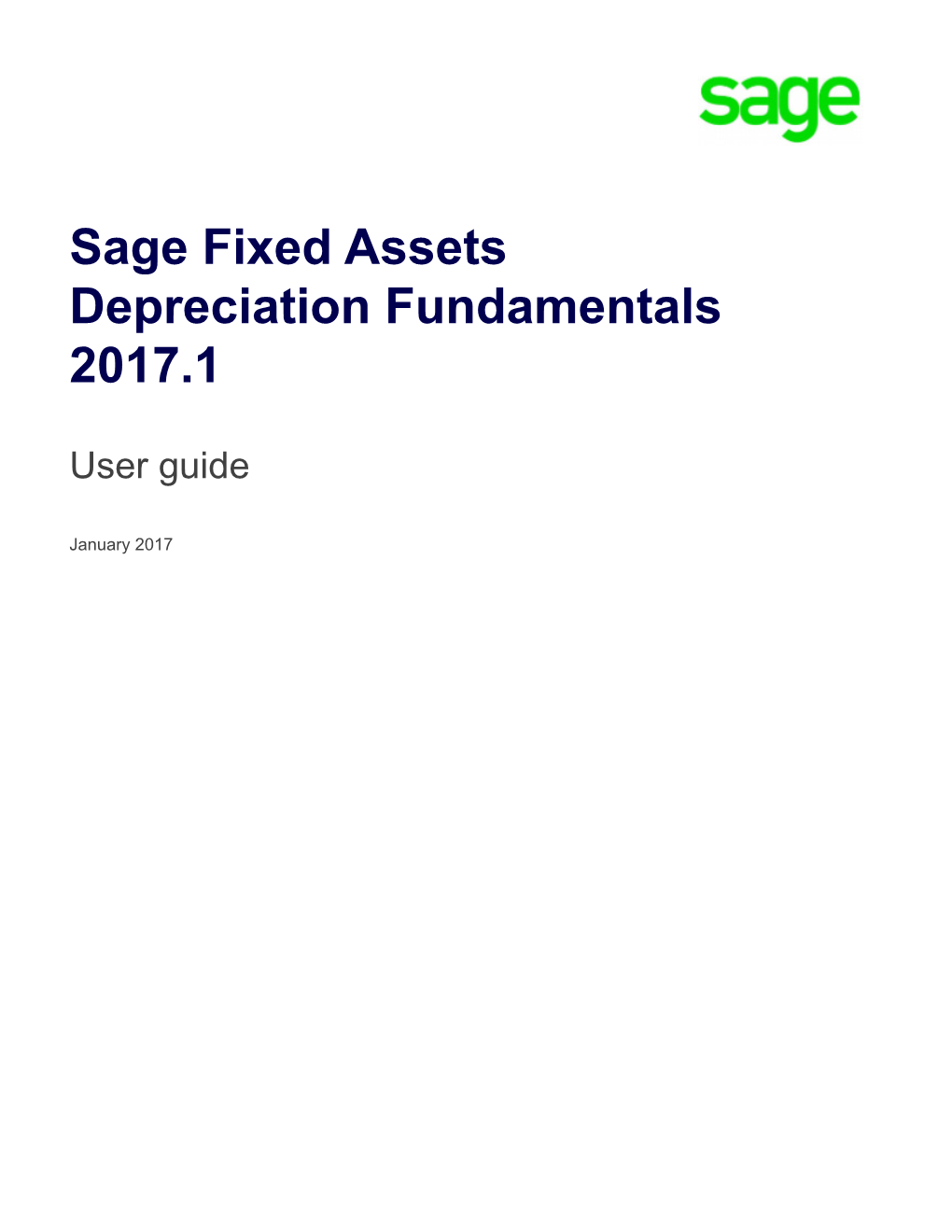 Sage Fixed Assets Depreciation Fundamentals 2017.1