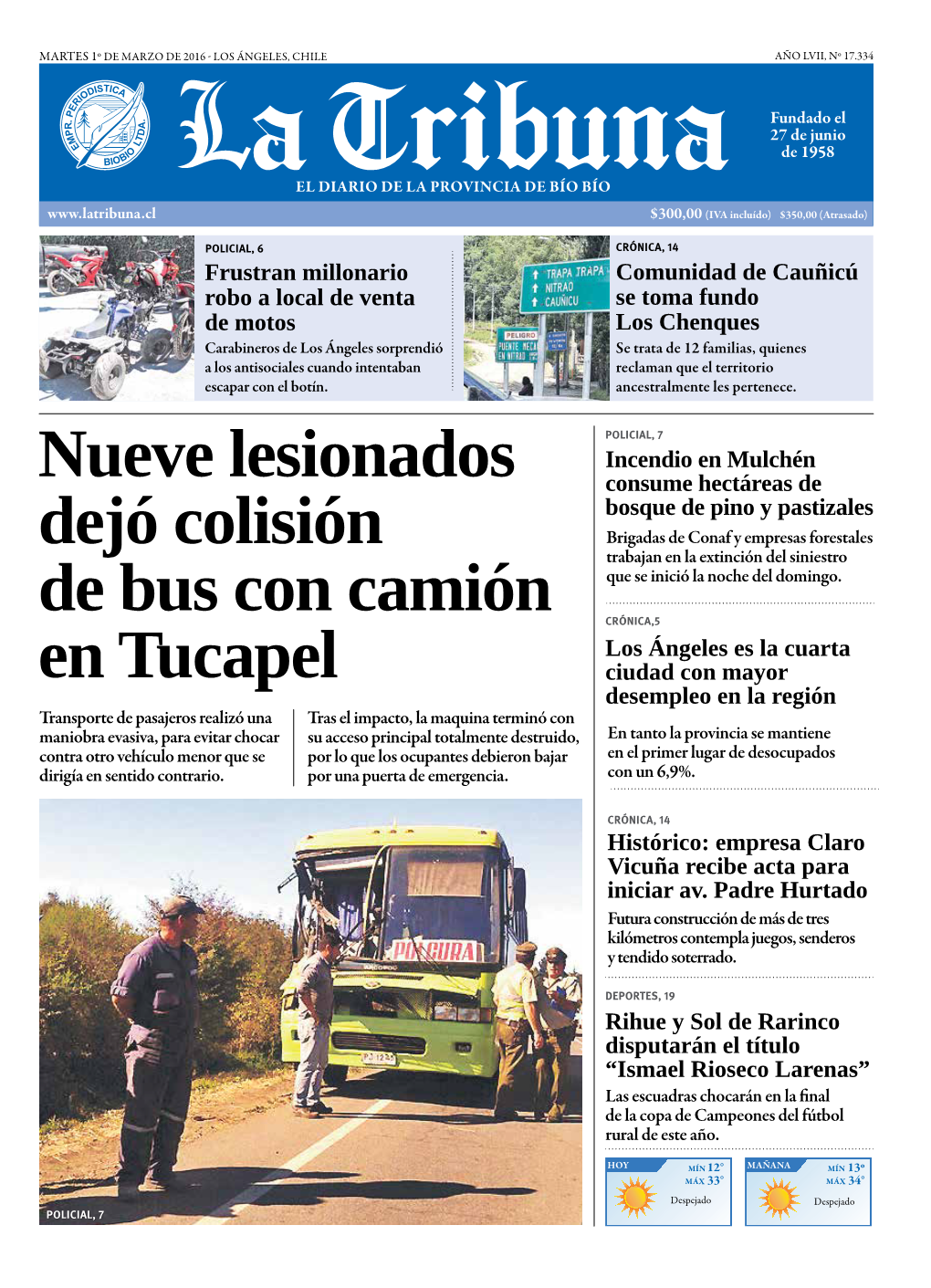 Nueve Lesionados Dejó Colisión De Bus Con Camión En Tucapel