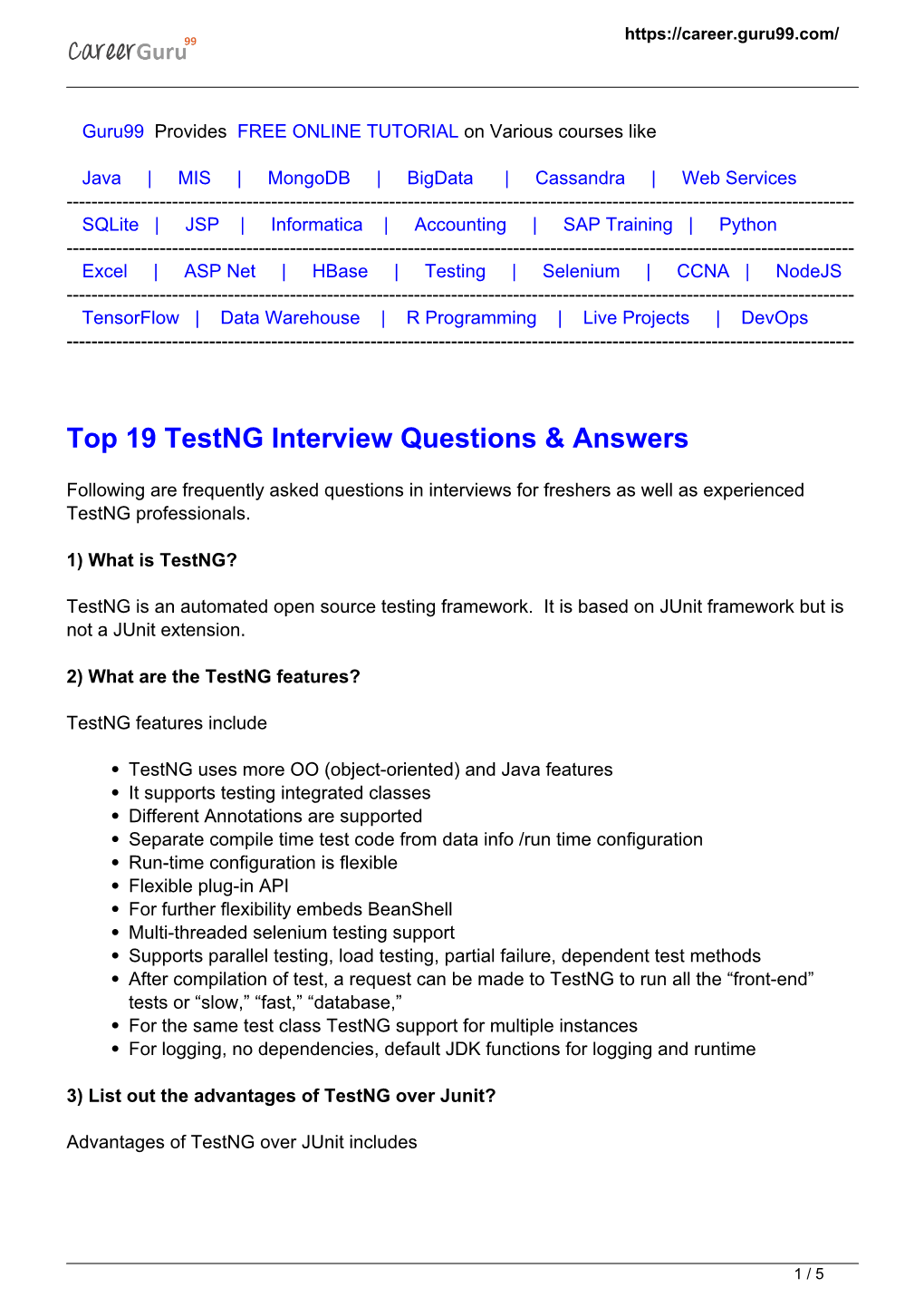 Top 19 Testng Interview Questions & Answers