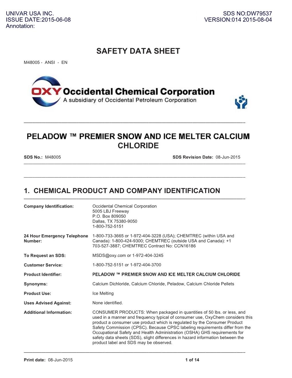 Safety Data Sheet Chloride