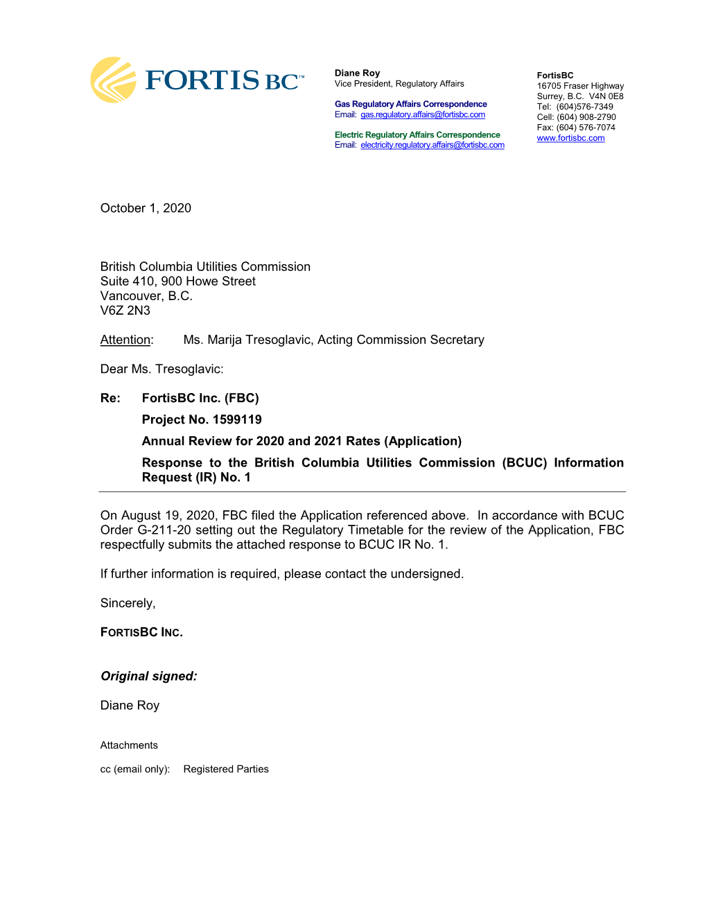 BCUC IR1 Response