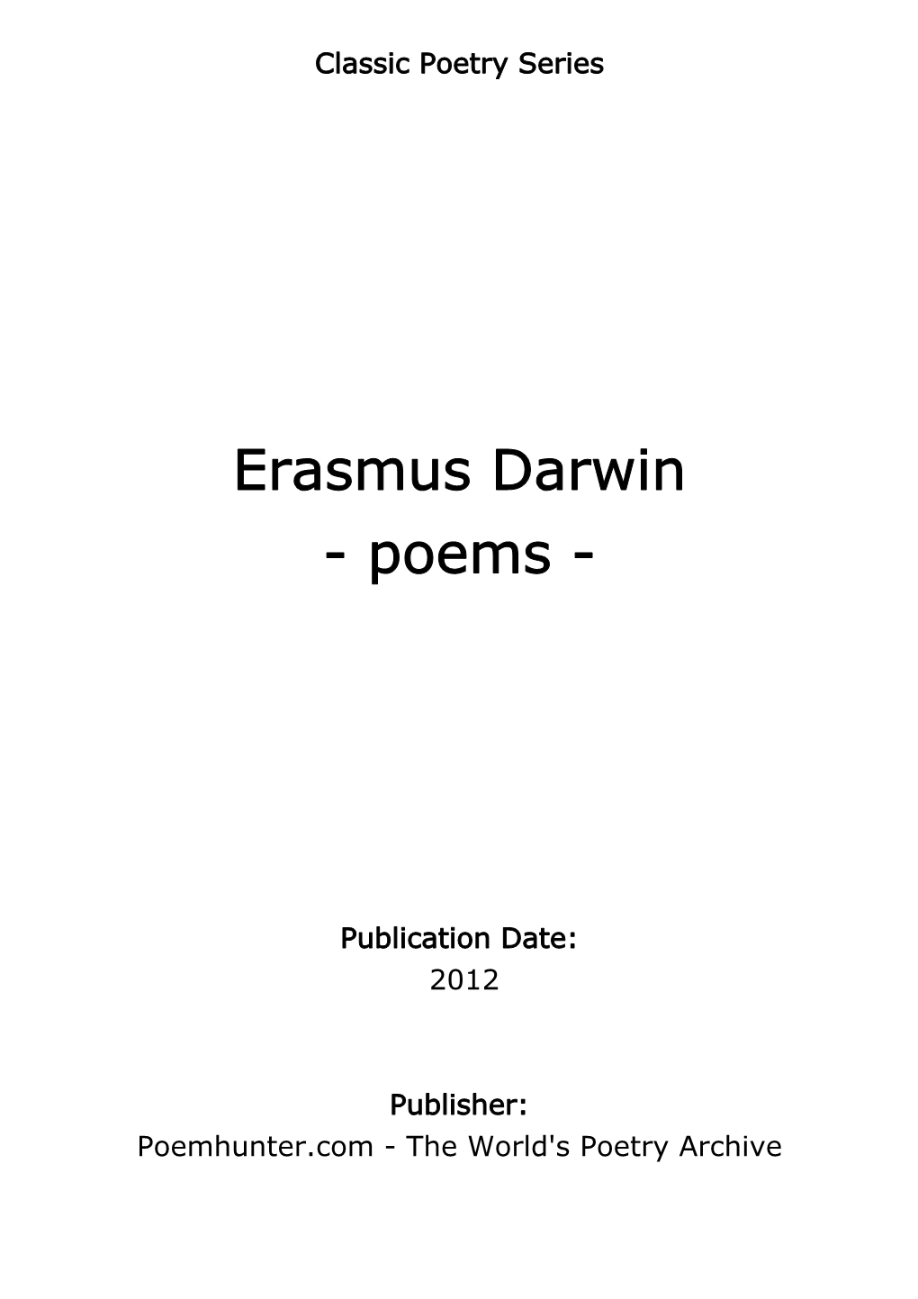 Erasmus Darwin - Poems