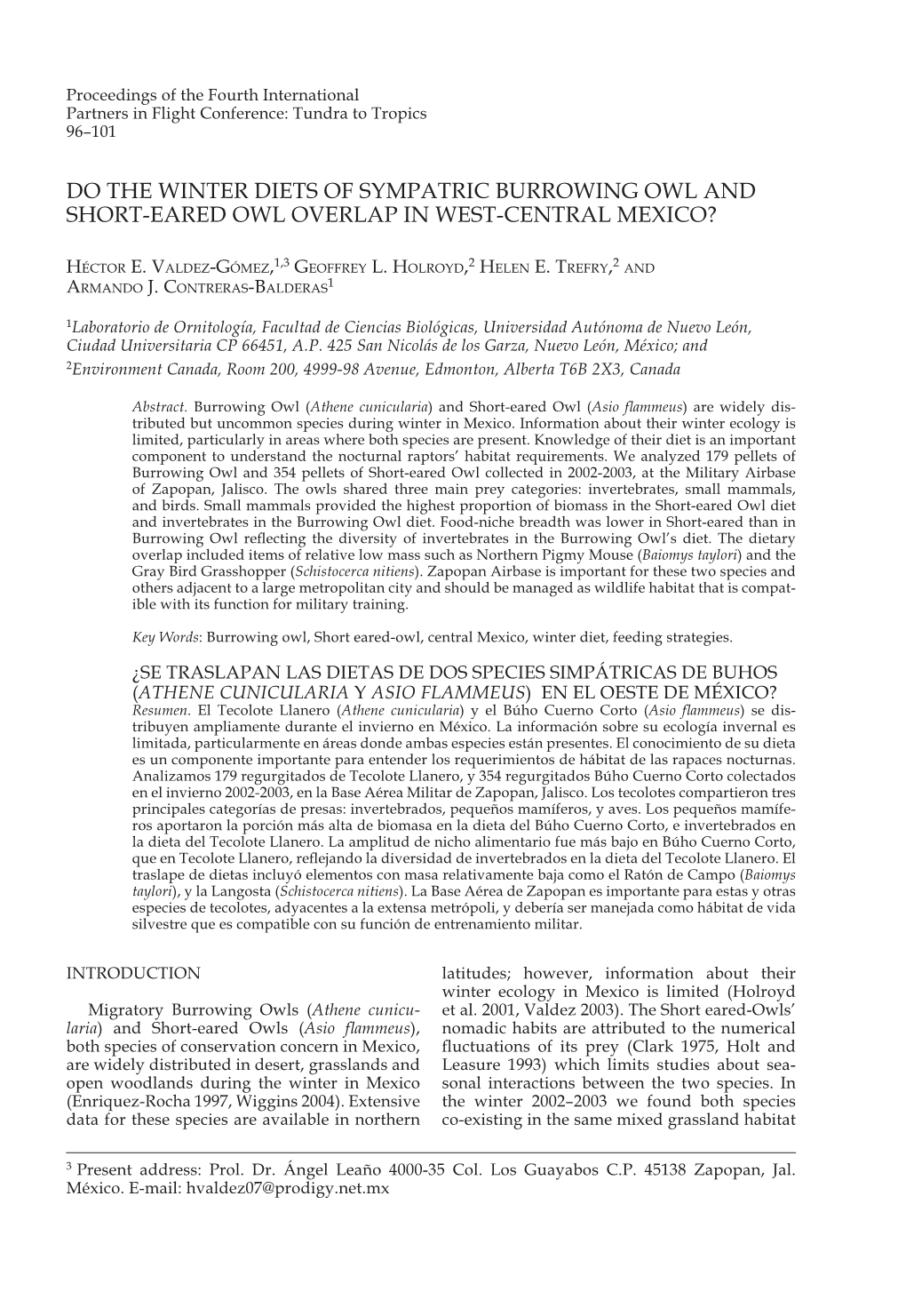 Do the Winter Diets of Sympatric Burrowing Owl and Short-Eared Owl Overlap in West-Central Mexico?