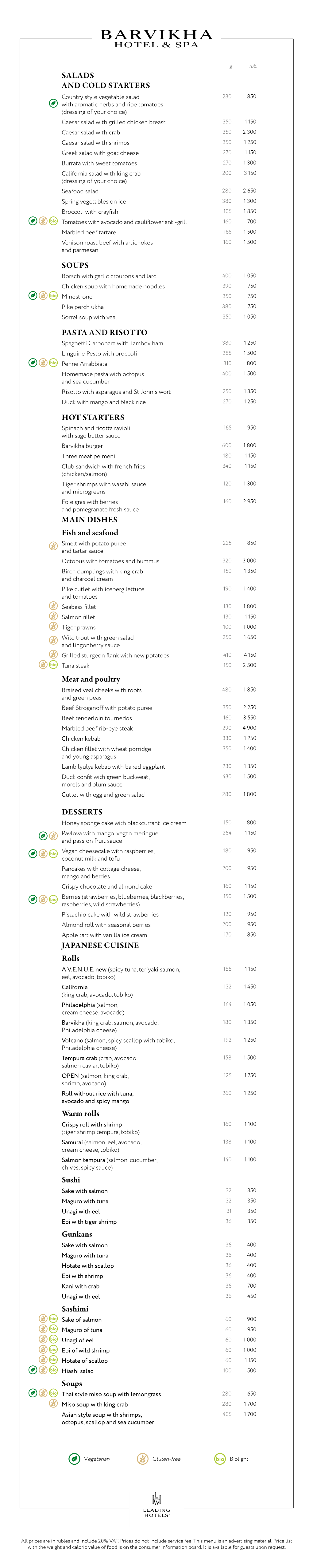 Salads and Cold Starters Soups Pasta and Risotto